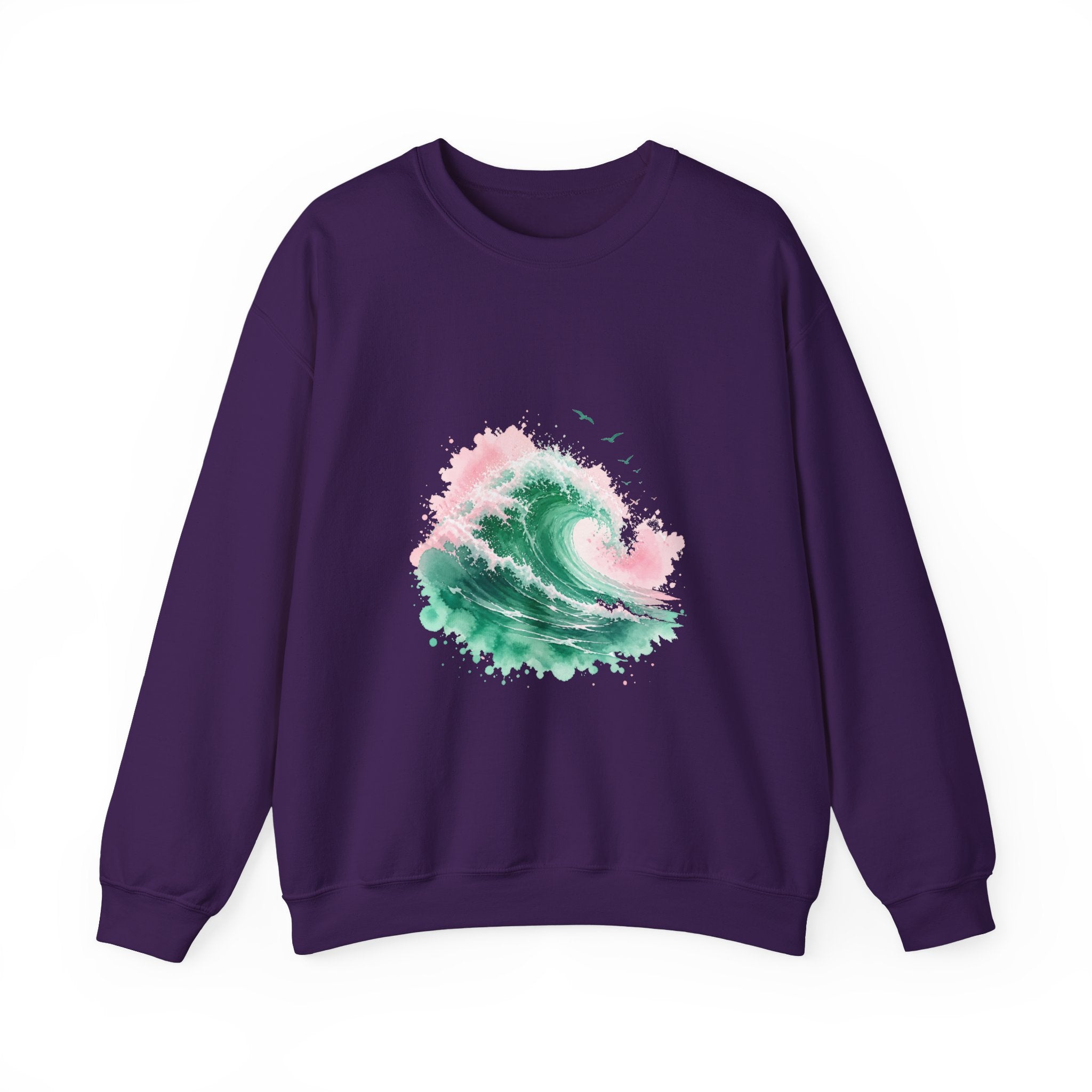 Matching Couple Sweatshirt - Mountain & Ocean Matching Couple Comfort Colors Crew Watercolor Art His Hers Birthday Gift - Design B