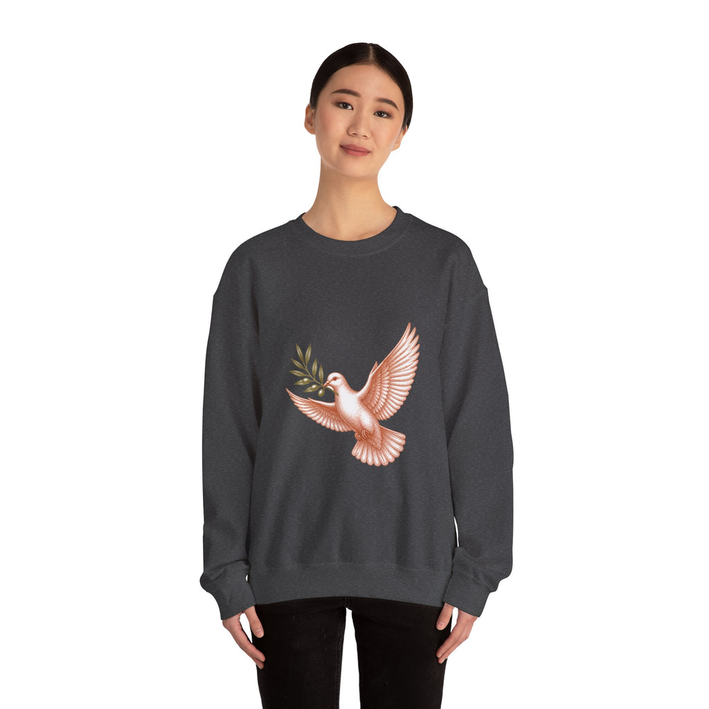 Matching Couple Sweatshirt - Wolf & Dove Matching Couple Crewneck Sweatshirt Vintage Art His Hers Wedding Gift - Design B
