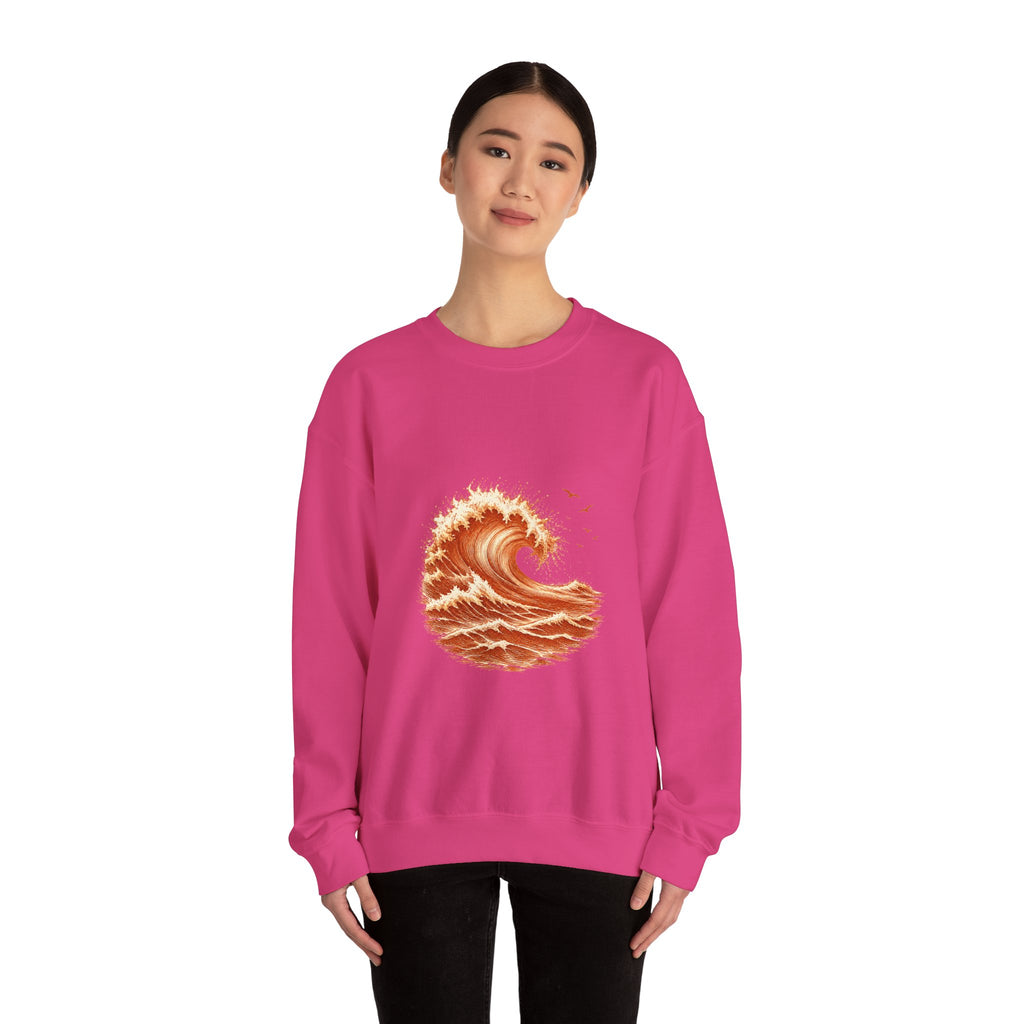 Matching Couple Sweatshirt - Mountain & Ocean Matching Couple Premium Fleece Sweatshirt Hand-Drawn Art His Hers Anniversary Gift - Design B