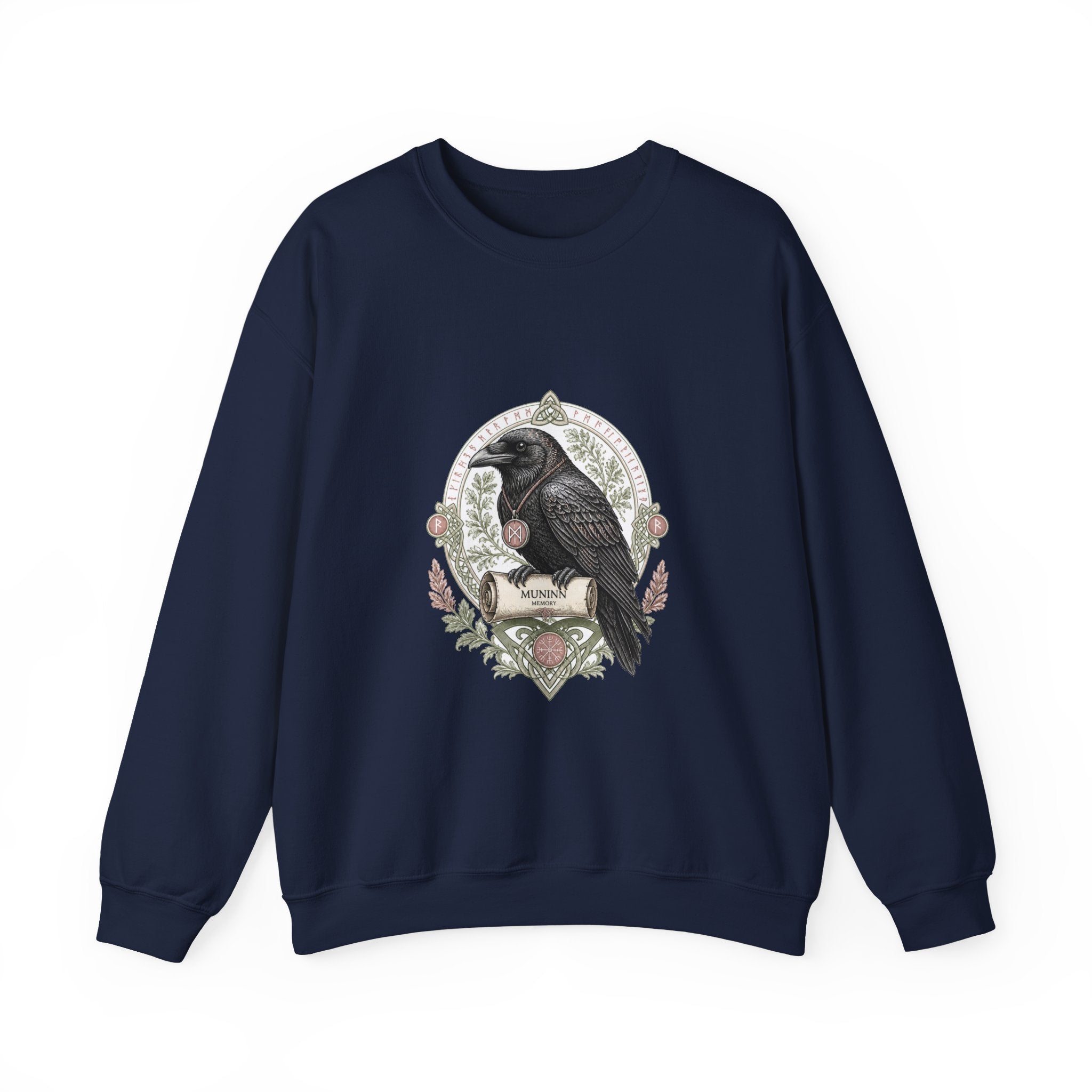 Matching Couple Sweatshirt - Huginn & Muninn Matching Couple Crewneck Sweatshirt Vintage Art His Hers Wedding Gift - Design B