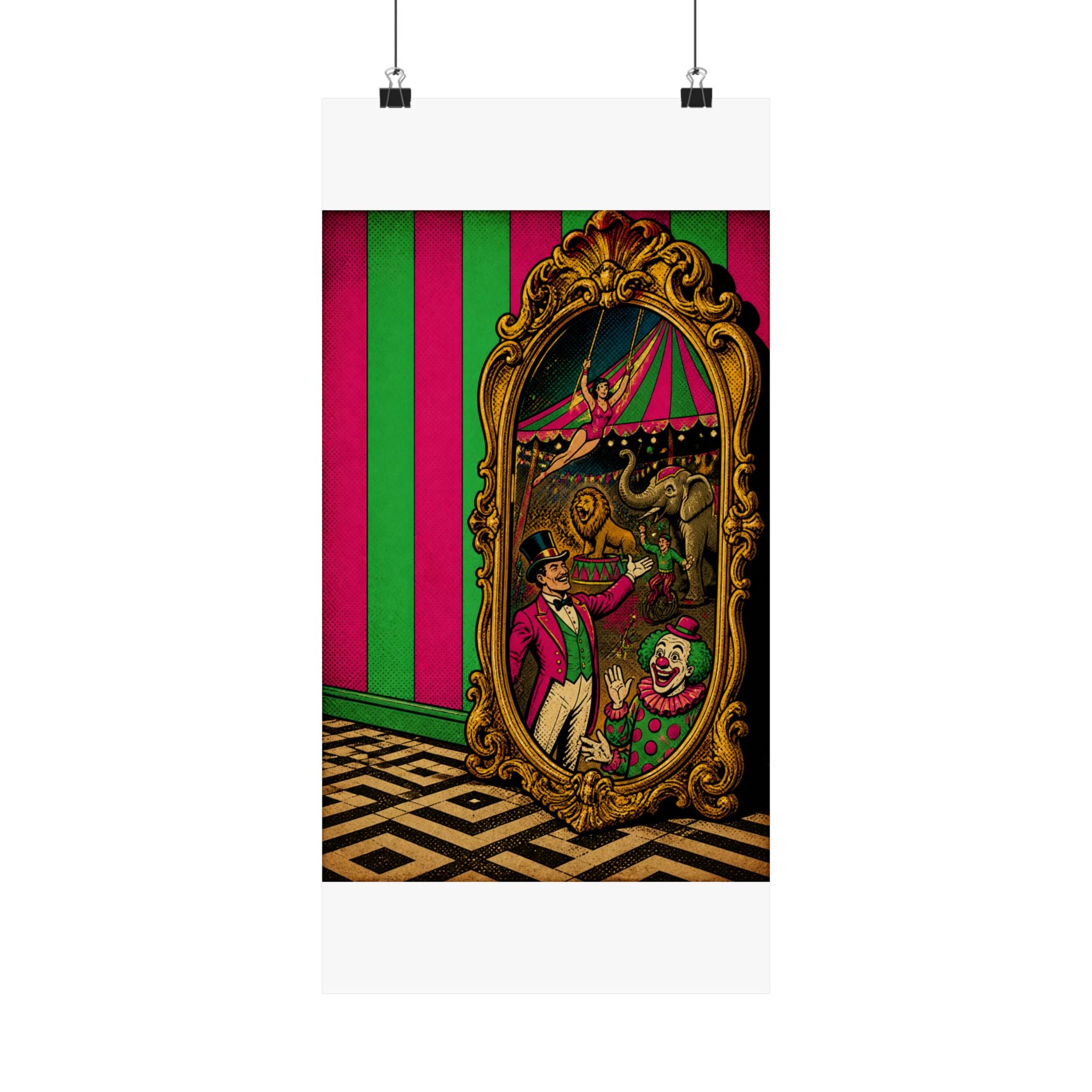 Vintage Mirror Circus Wall Art Poster 18×24 Pop Art Living Room Decor Maximalist Print