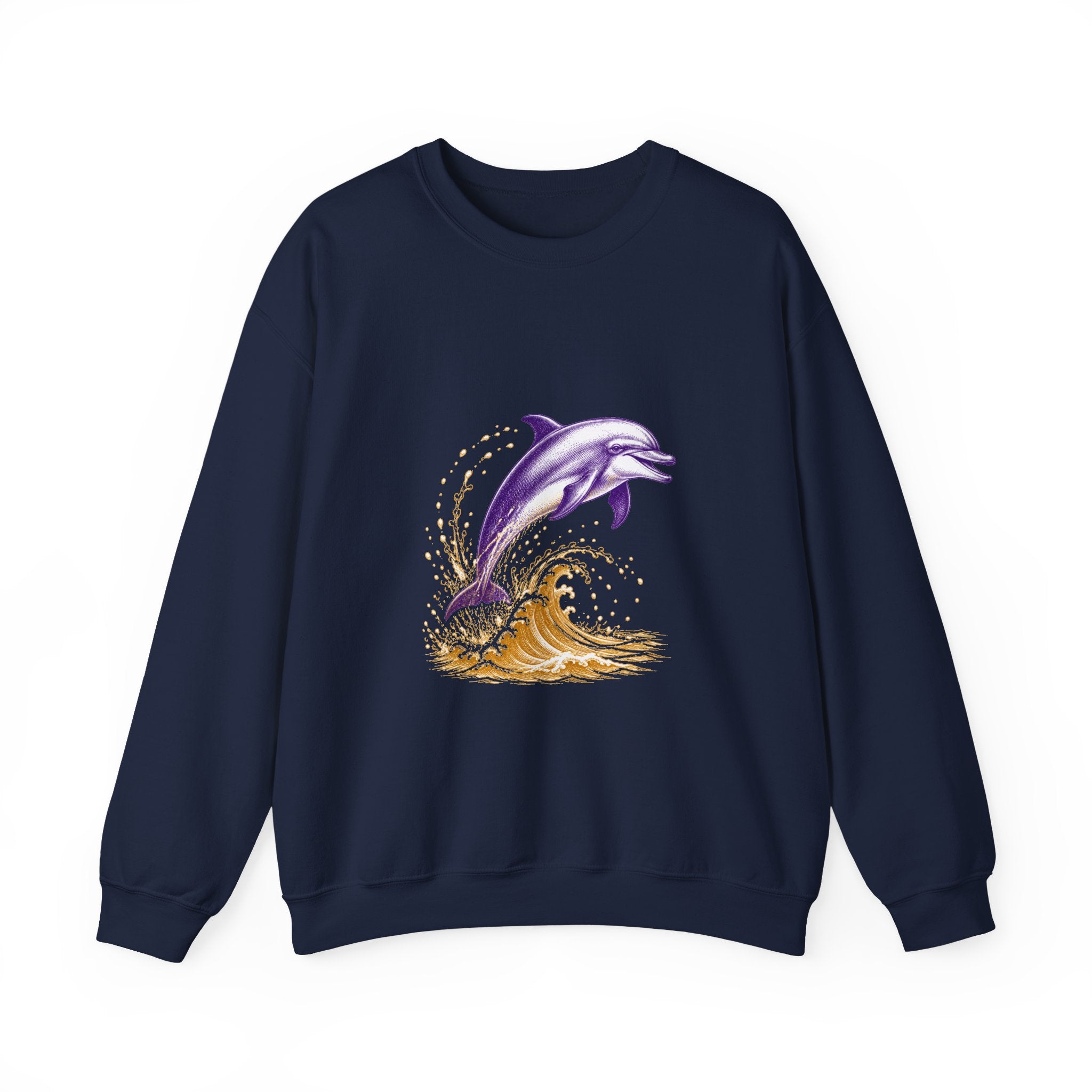Matching Couple Sweatshirt - Shark & Dolphin Matching Couple Crewneck Sweatshirt Vintage Art His Hers Wedding Gift - Design B