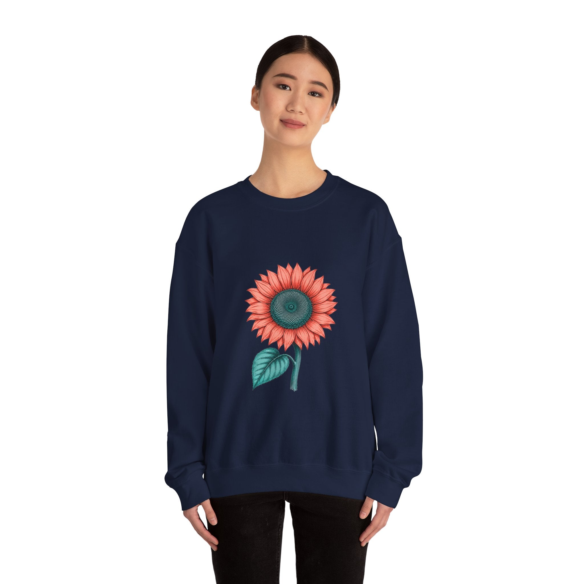 Matching Couple Sweatshirt - Sunflower & Moonflower Matching Couple Crewneck Sweatshirt Hand-Drawn Art His Hers Best Friend Gift - Design A