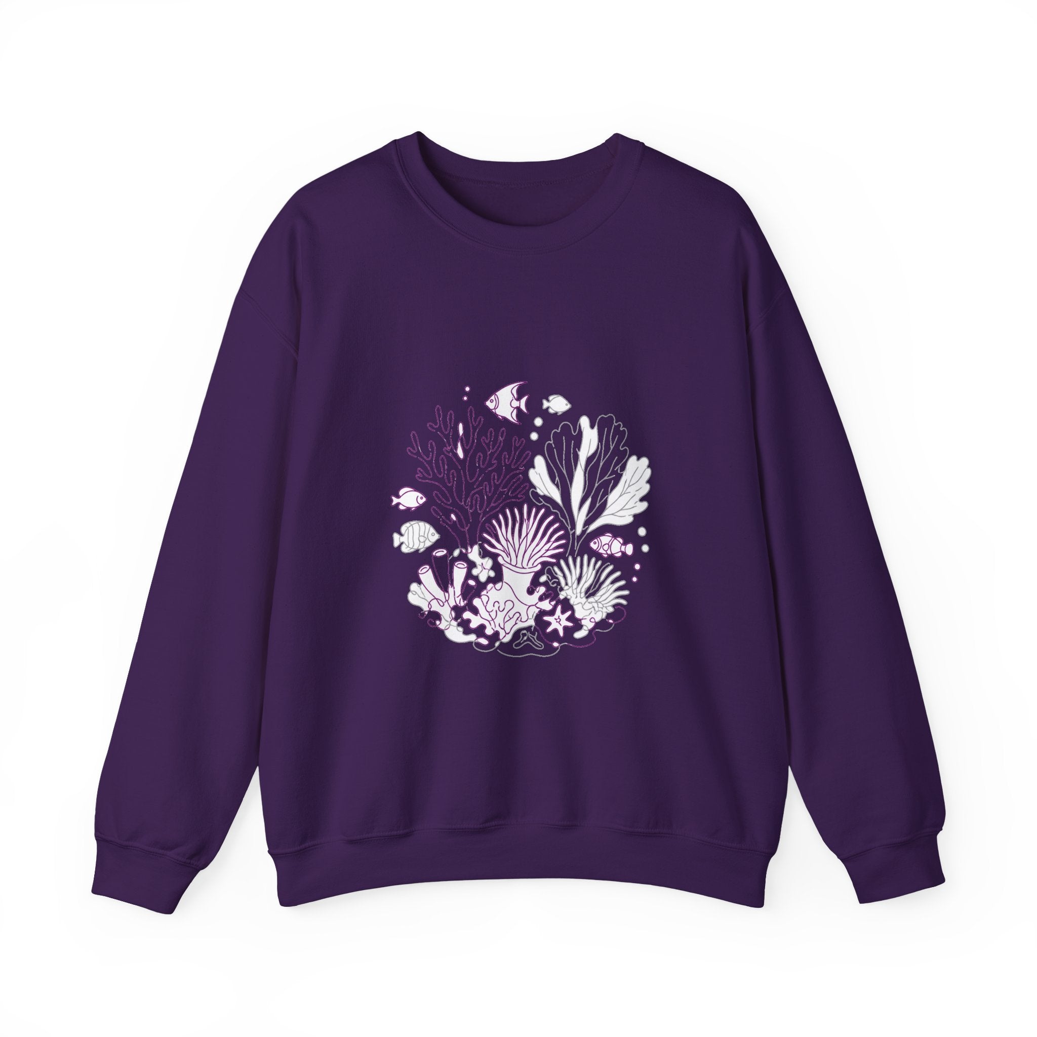 Matching Couple Sweatshirt - Coral Reef & Deep Sea Matching Couple Premium Fleece Sweatshirt Minimalist Art His Hers Christmas Gift - Design A