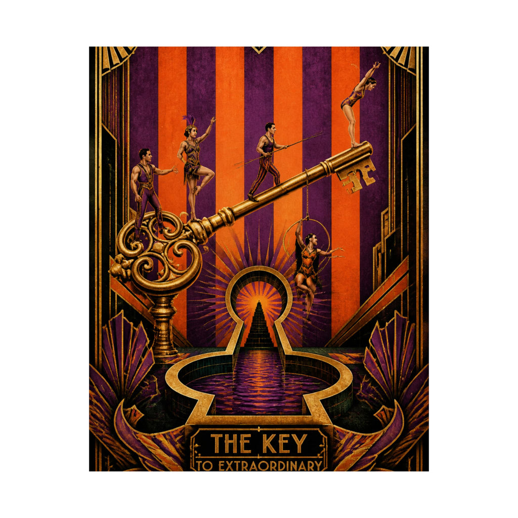 Giant Key Performance Wall Art Poster 24×36 Art Deco Bar Area Decor Maximalist Print
