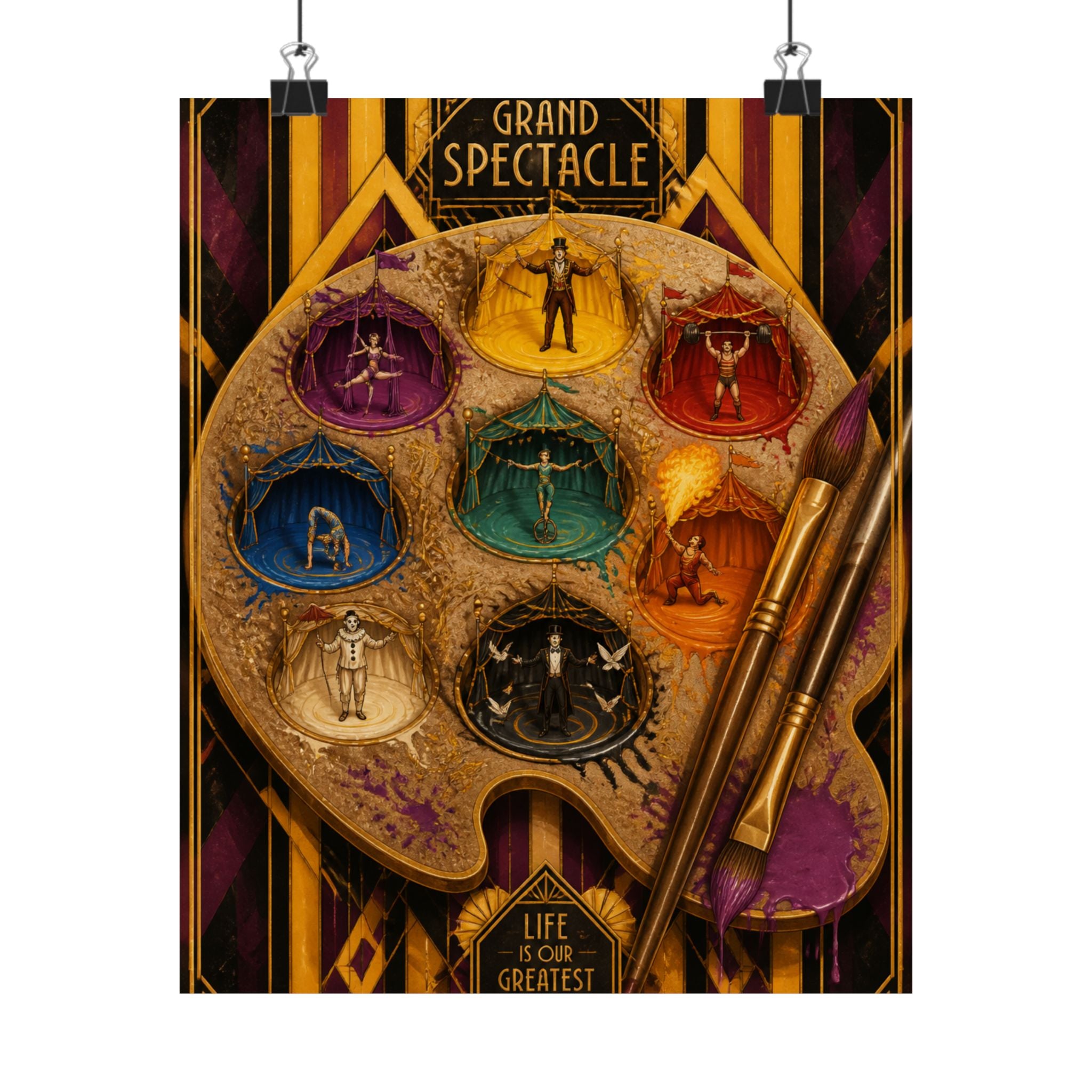 Paint Palette Stage Wall Art Poster 24×36 Art Deco Bar Area Decor Maximalist Print