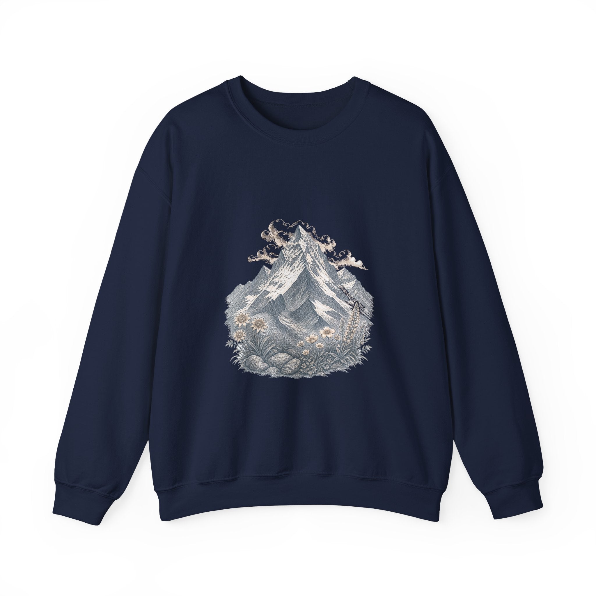 Matching Couple Sweatshirt - Mountain & Ocean Matching Couple Crewneck Sweatshirt Vintage Art His Hers Wedding Gift - Design A