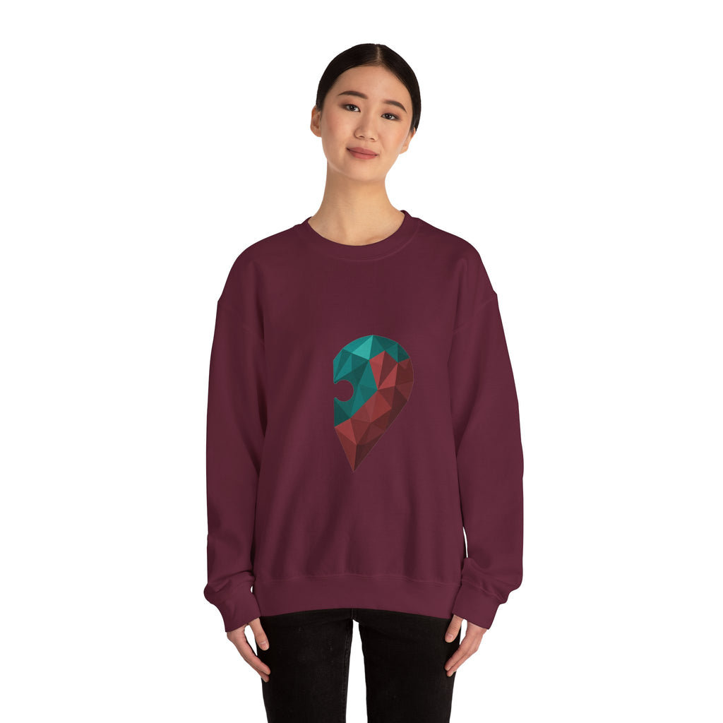 Matching Couple Sweatshirt - Puzzle Pieces Matching Couple Premium Fleece Sweatshirt Geometric Art His Hers Love Gift - Design B