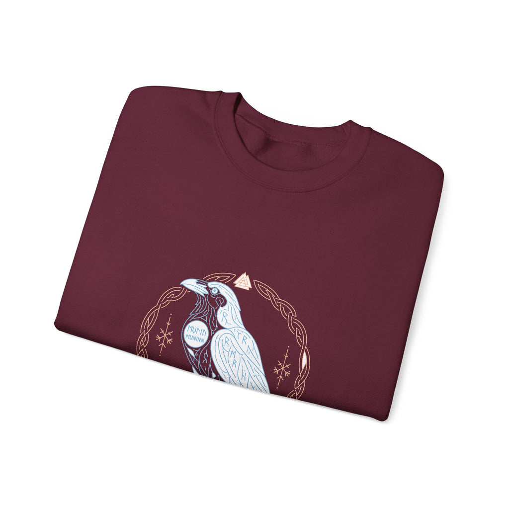 Matching Couple Sweatshirt - Huginn & Muninn Matching Couple Crewneck Sweatshirt Minimalist Art His Hers Valentine Gift - Design B