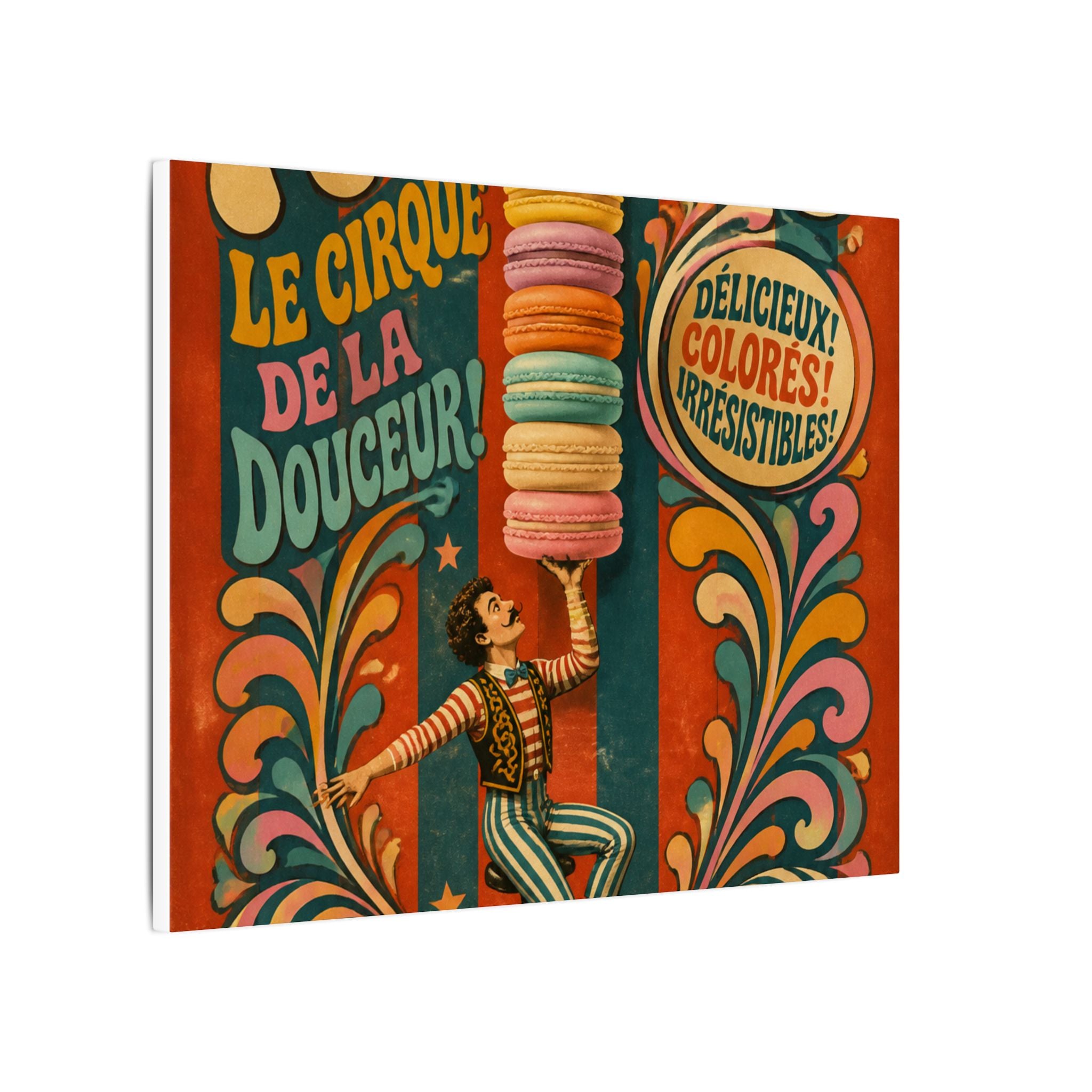Macaron Balancing Tower Wall Art Canvas 24×36 Psychedelic Dining Room Decor Maximalist Print