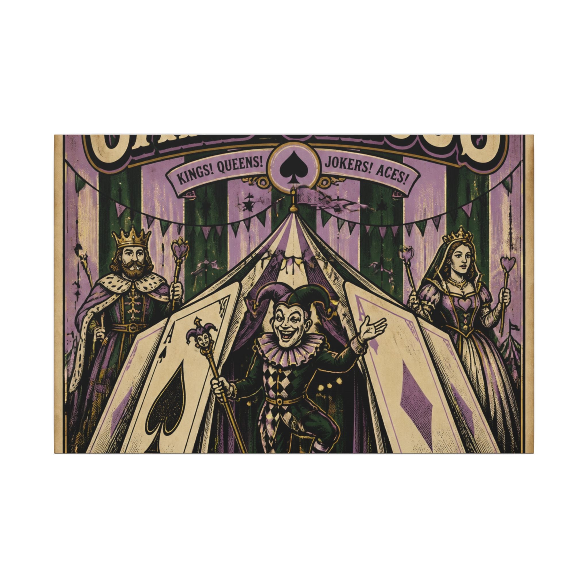 Playing Cards Tent Wall Art Canvas 16×20 Vintage Circus Kitchen Decor Maximalist Print