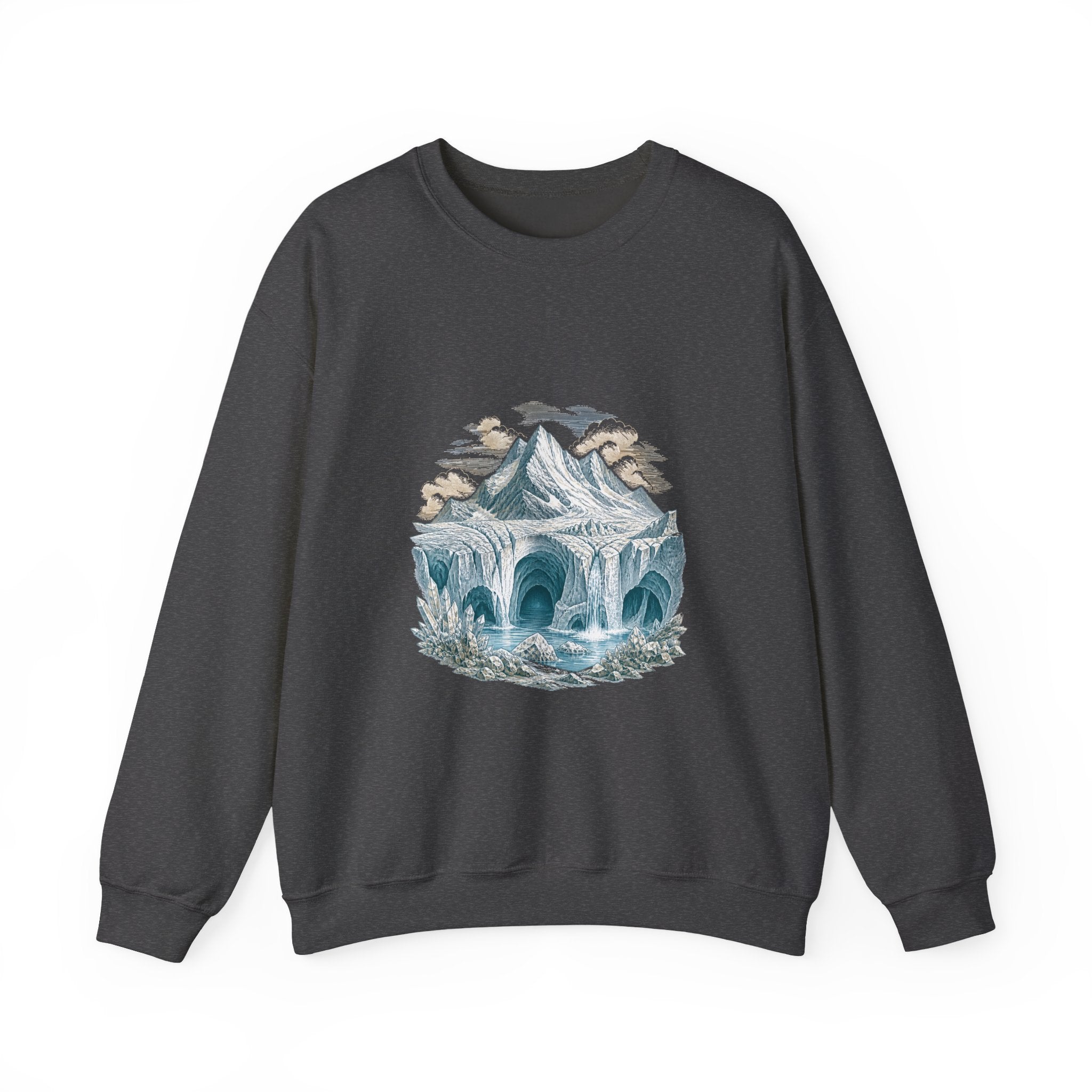 Matching Couple Sweatshirt - Volcano & Glacier Matching Couple Premium Fleece Sweatshirt Vintage Art His Hers Honeymoon Gift - Design B