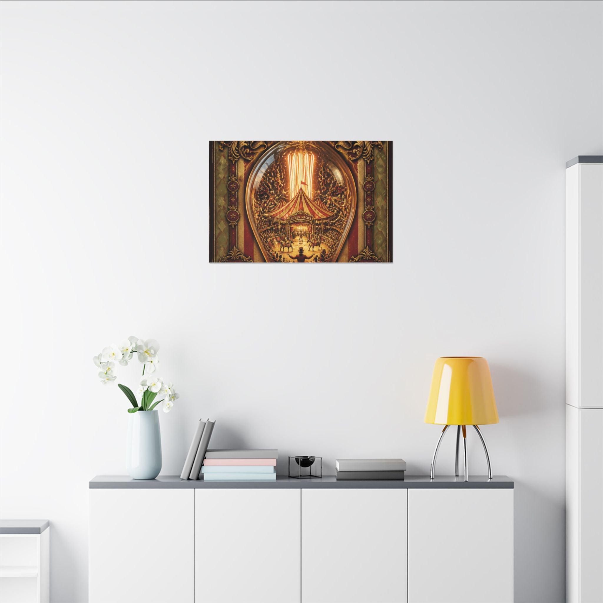 Light Bulb Circus Wall Art Canvas 16×20 Baroque Home Office Decor Maximalist Print