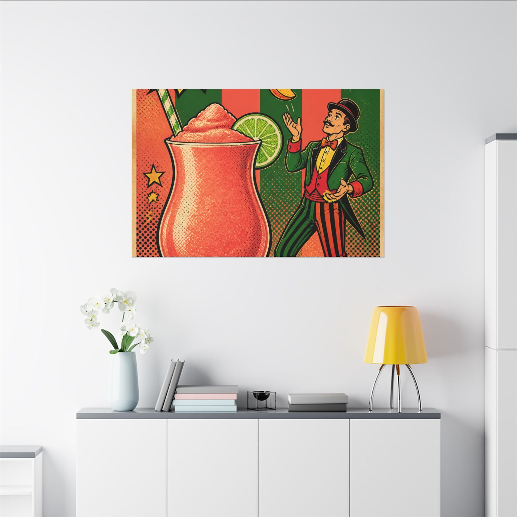 Daiquiri Fruit Juggler Wall Art Canvas 16×20 Pop Art Living Room Decor Maximalist Print