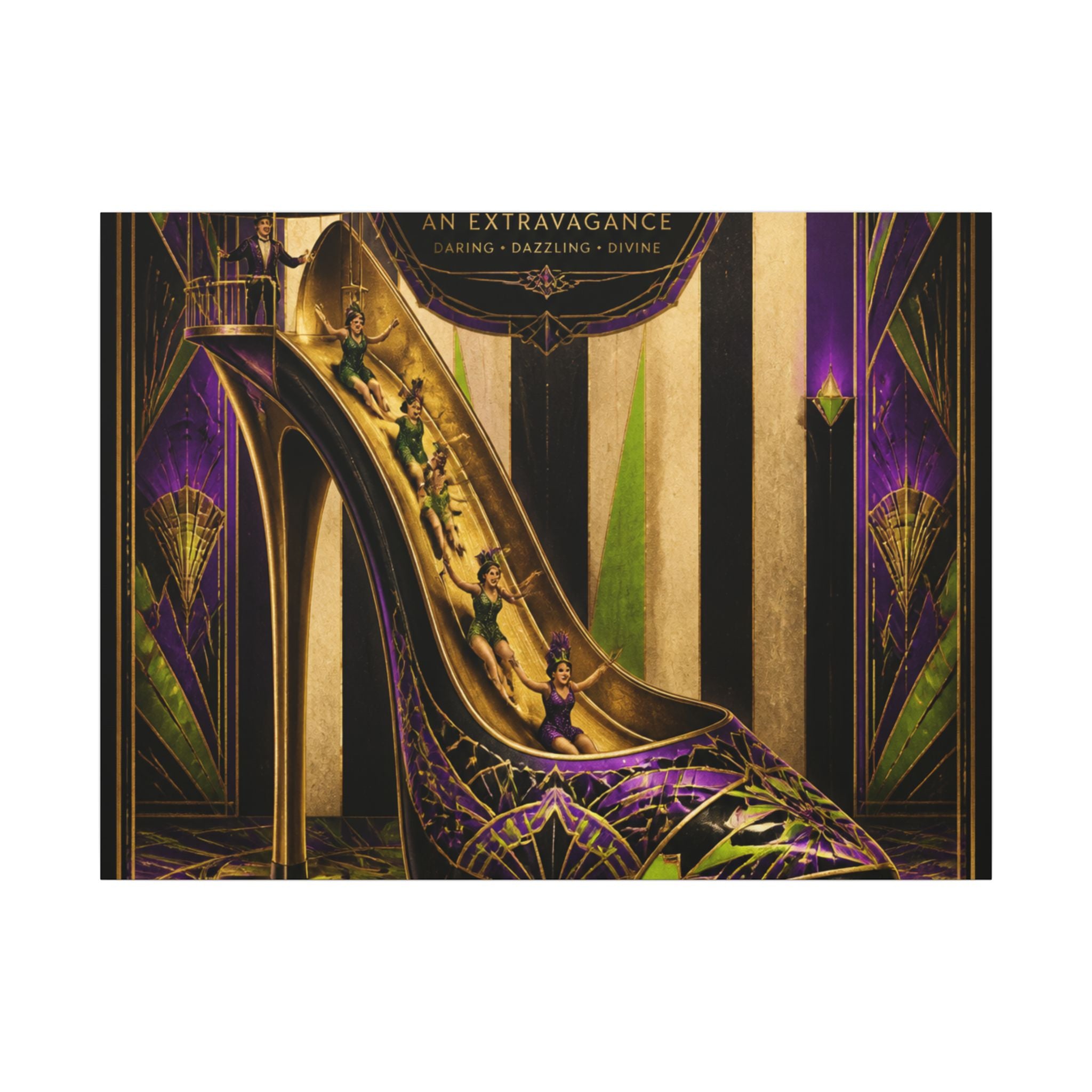 High Heel Slide Wall Art Canvas 24×36 Art Deco Bar Area Decor Maximalist Print