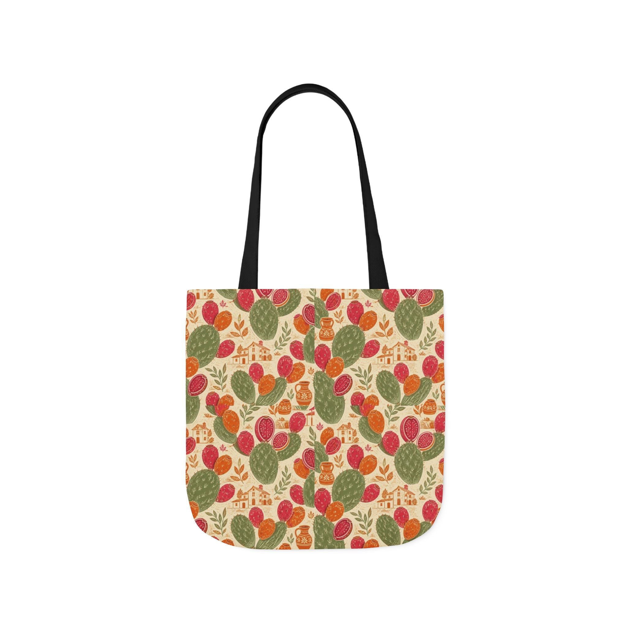 Prickly Pear Cactus Fruit Canvas Tote Bag Mediterranean Kitchen Linocut Design Italian Cottagecore Gift