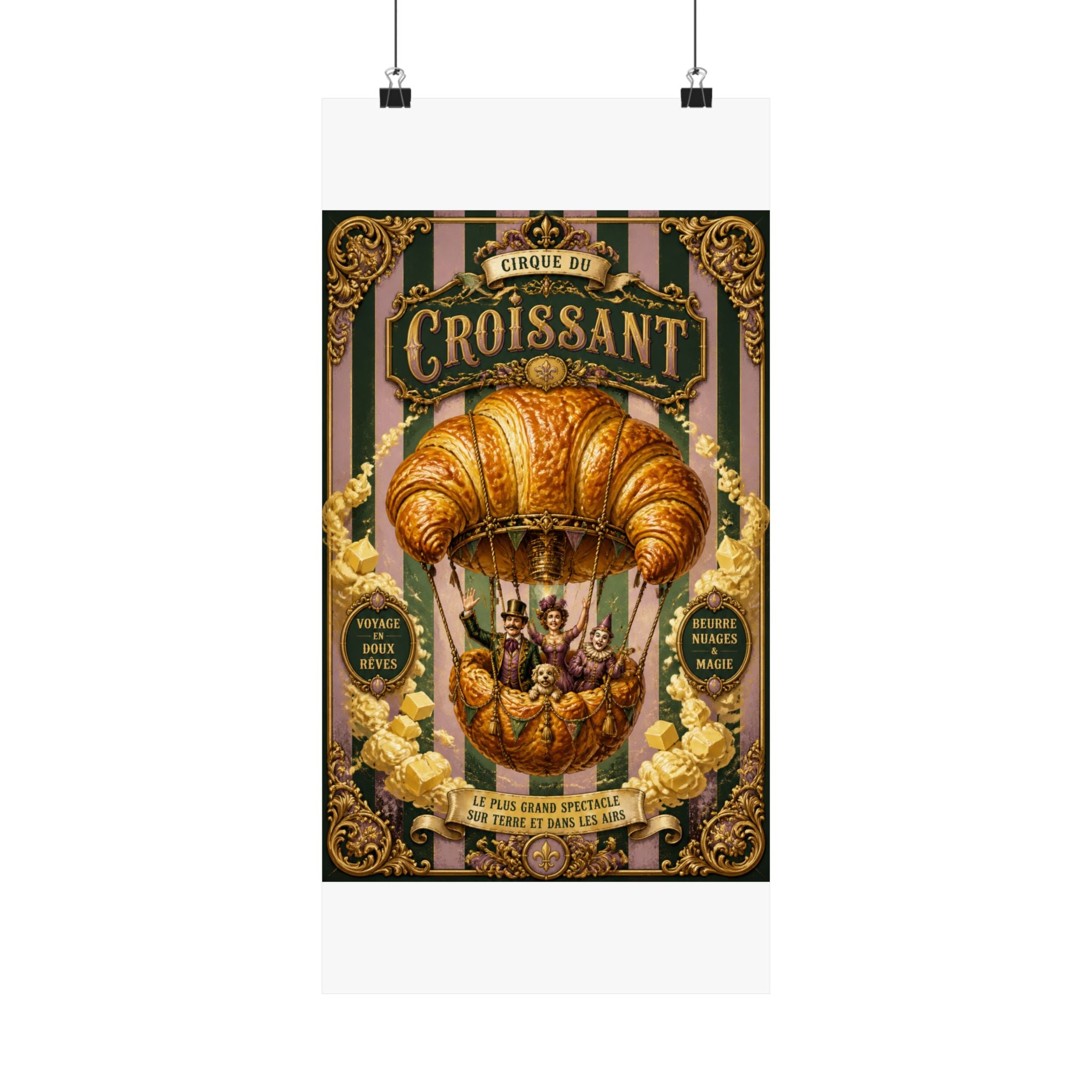 Croissant Hot Air Balloon Wall Art Poster 24×36 Baroque Studio Decor Maximalist Print