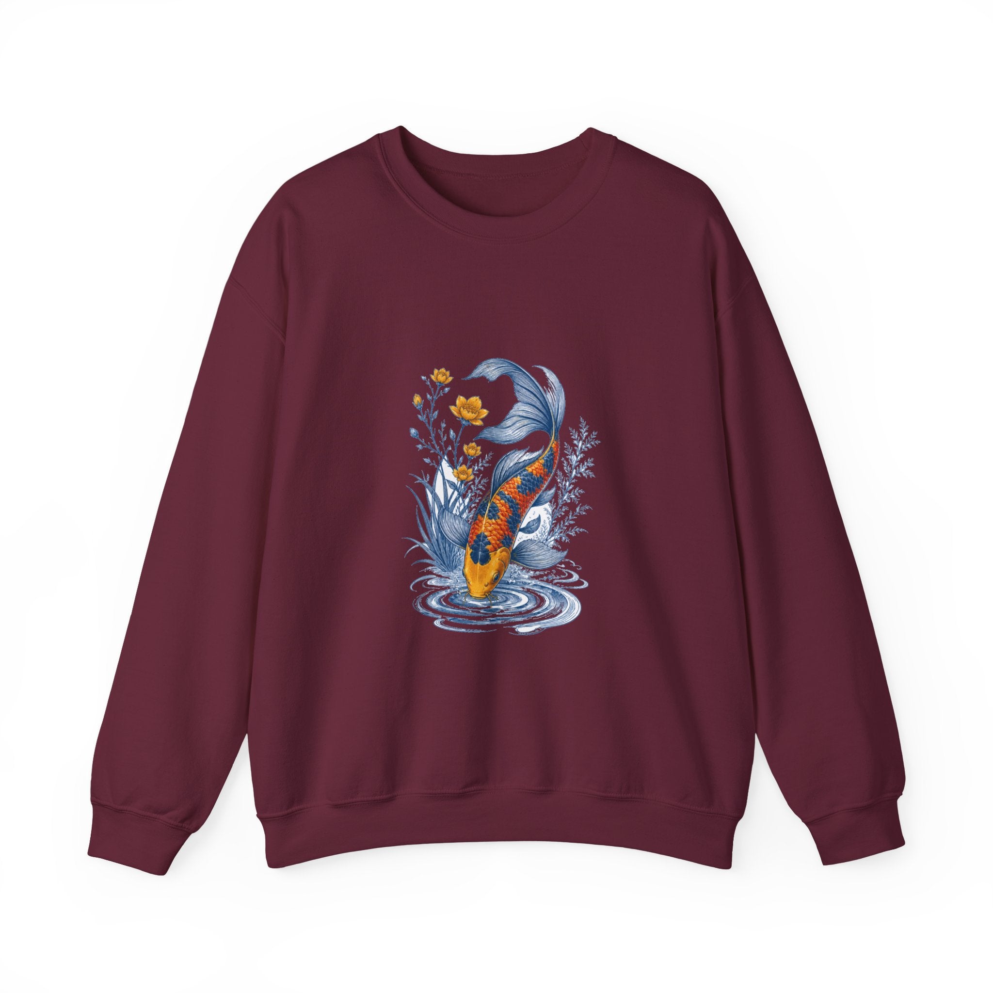 Matching Couple Sweatshirt - Koi Fish Yin Yang Matching Couple Comfort Colors Crew Vintage Art His Hers Honeymoon Gift - Design B