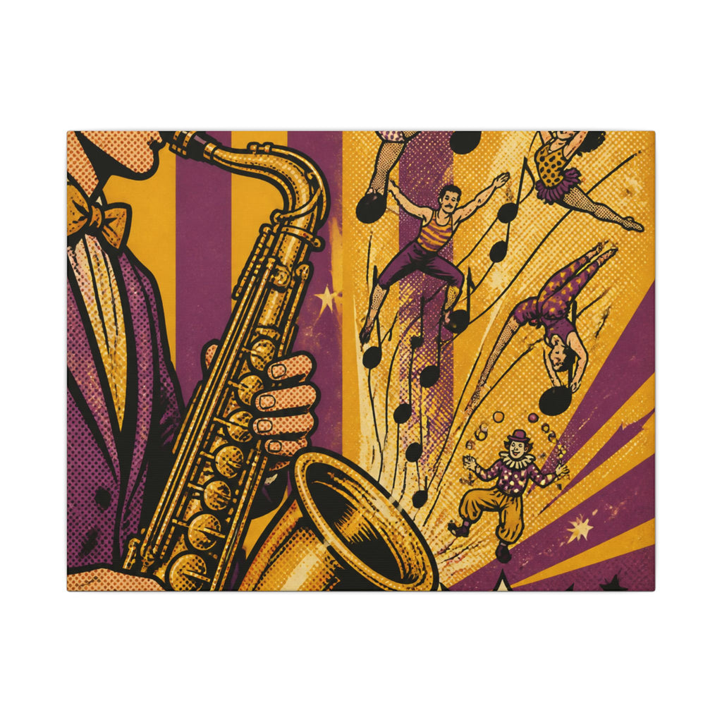Saxophone Music Circus Wall Art Canvas 16×20 Pop Art Living Room Decor Maximalist Print