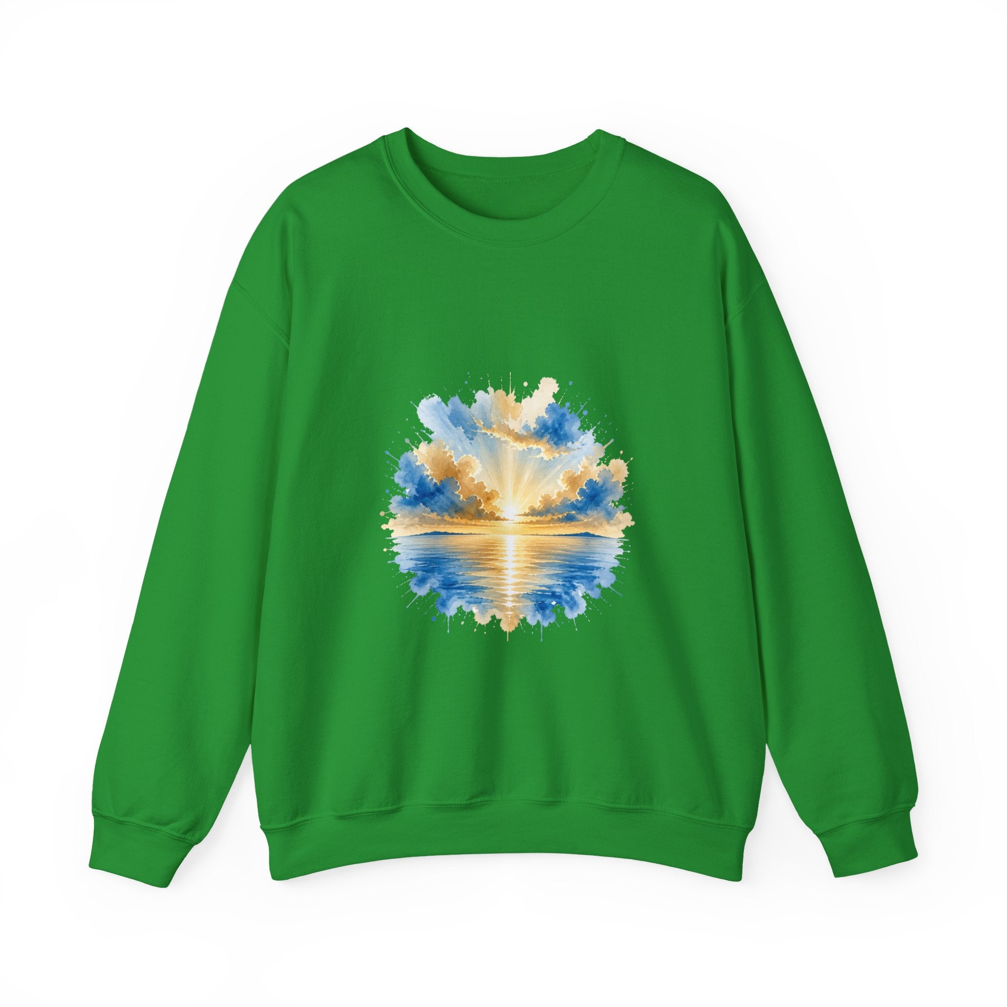 Matching Couple Sweatshirt - Sunrise & Sunset Matching Couple Crewneck Sweatshirt Watercolor Art His Hers Engagement Gift - Design A