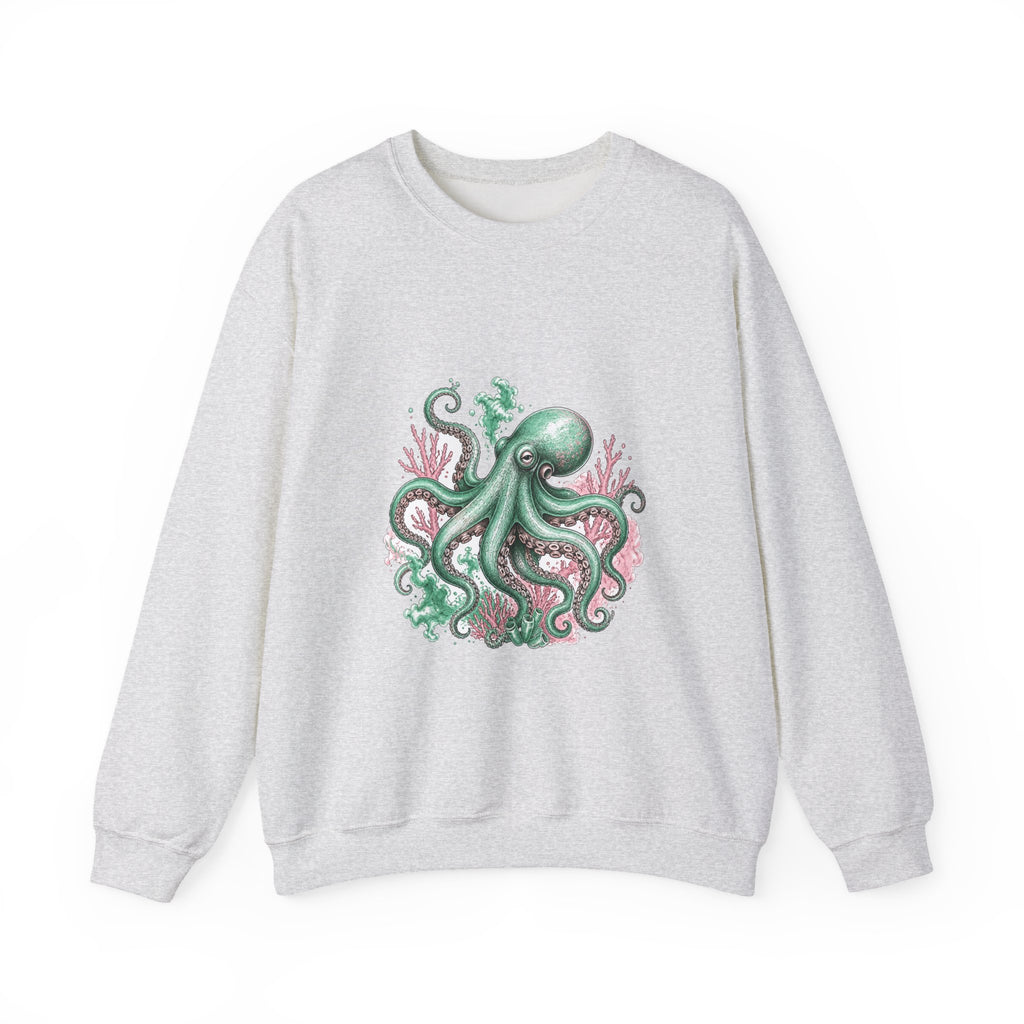 Matching Couple Sweatshirt - Octopus & Jellyfish Matching Couple Premium Fleece Sweatshirt Hand-Drawn Art His Hers Anniversary Gift - Design A
