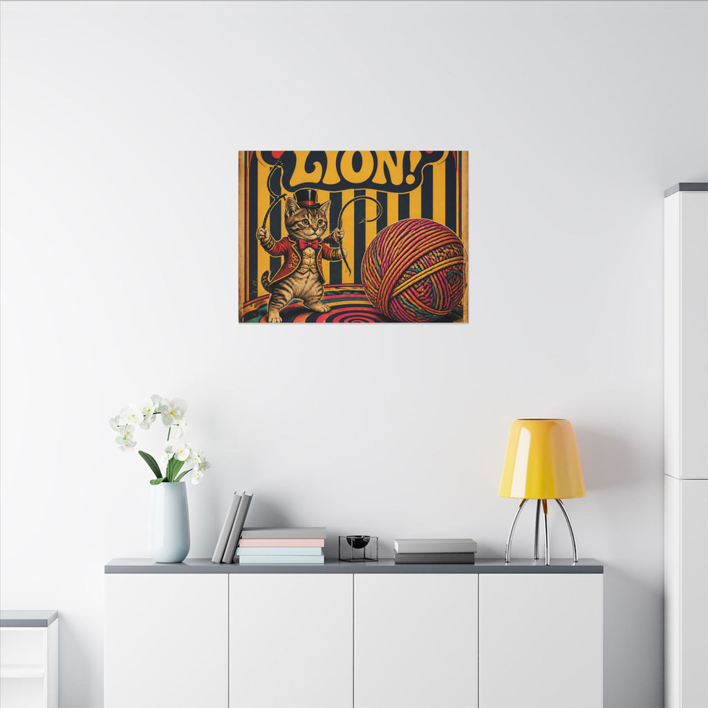 Cat Lion Tamer Wall Art Canvas 24×36 Psychedelic Dining Room Decor Maximalist Print