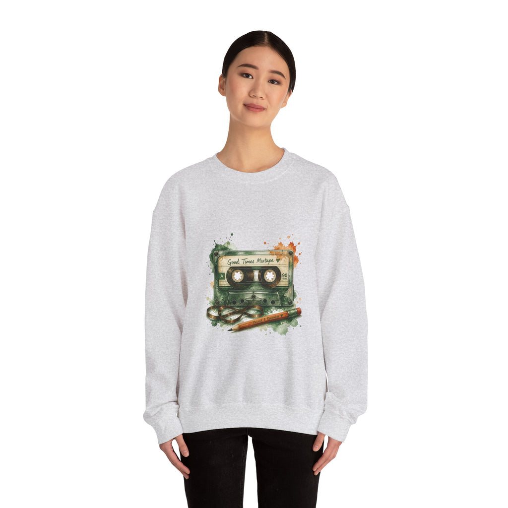 Matching Couple Sweatshirt - Vinyl & Cassette Matching Couple Premium Fleece Sweatshirt Watercolor Art His Hers Birthday Gift - Design B