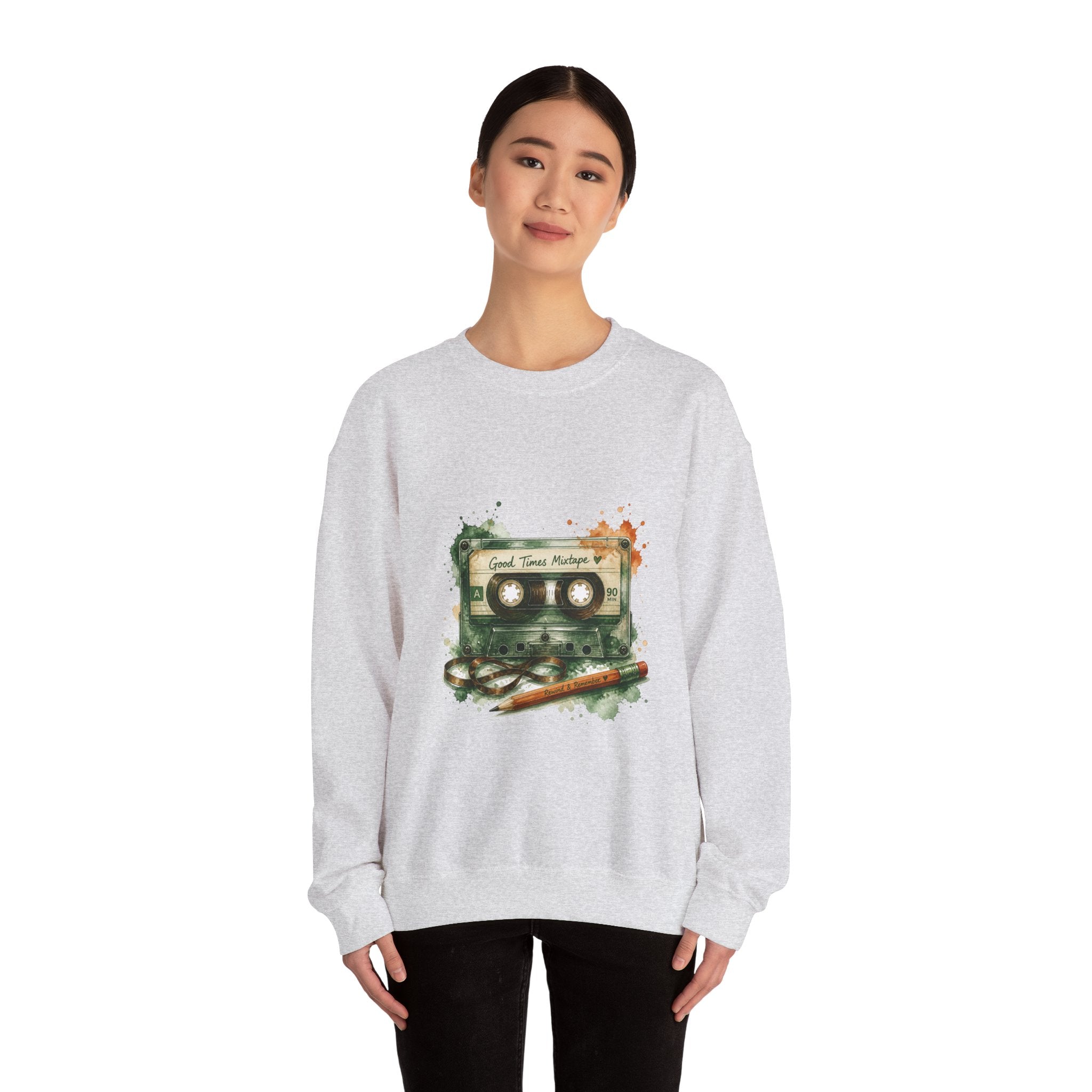 Matching Couple Sweatshirt - Vinyl & Cassette Matching Couple Premium Fleece Sweatshirt Watercolor Art His Hers Birthday Gift - Design B