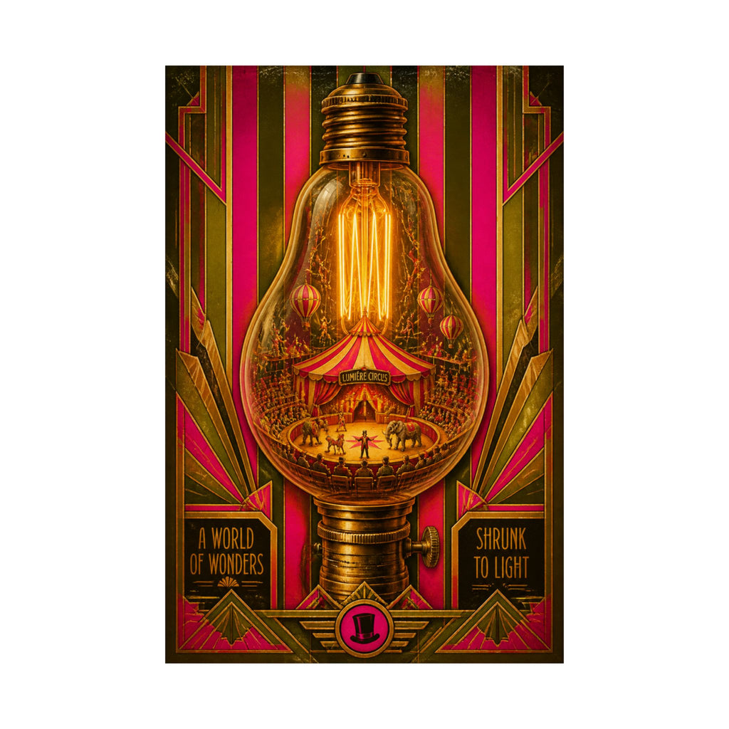 Light Bulb Circus Wall Art Poster 18×24 Art Deco Entryway Decor Maximalist Print