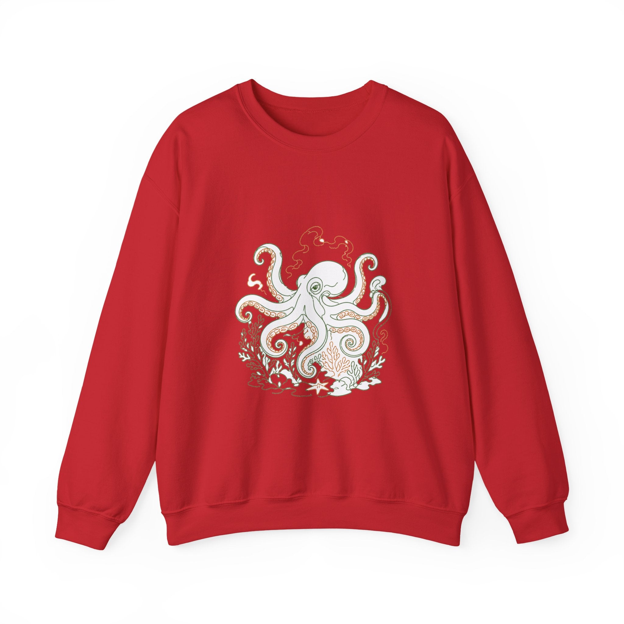 Matching Couple Sweatshirt - Octopus & Jellyfish Matching Couple Comfort Colors Crew Minimalist Art His Hers Christmas Gift - Design A