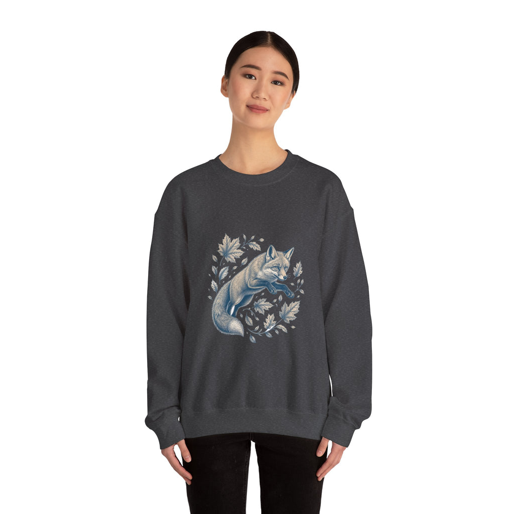 Matching Couple Sweatshirt - Fox & Rabbit Matching Couple Crewneck Sweatshirt Vintage Art His Hers Wedding Gift - Design A