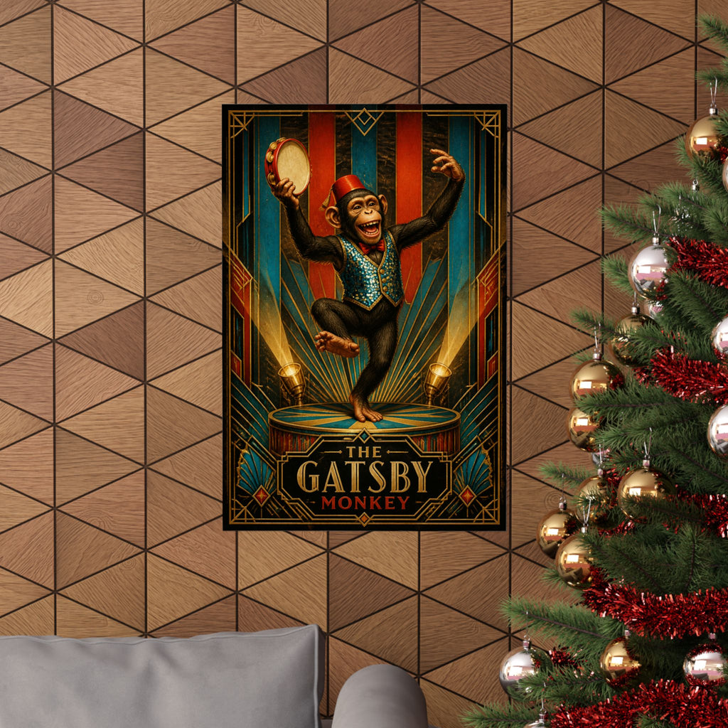 Dancing Monkey Wall Art Poster 24×36 Art Deco Bar Area Decor Maximalist Print