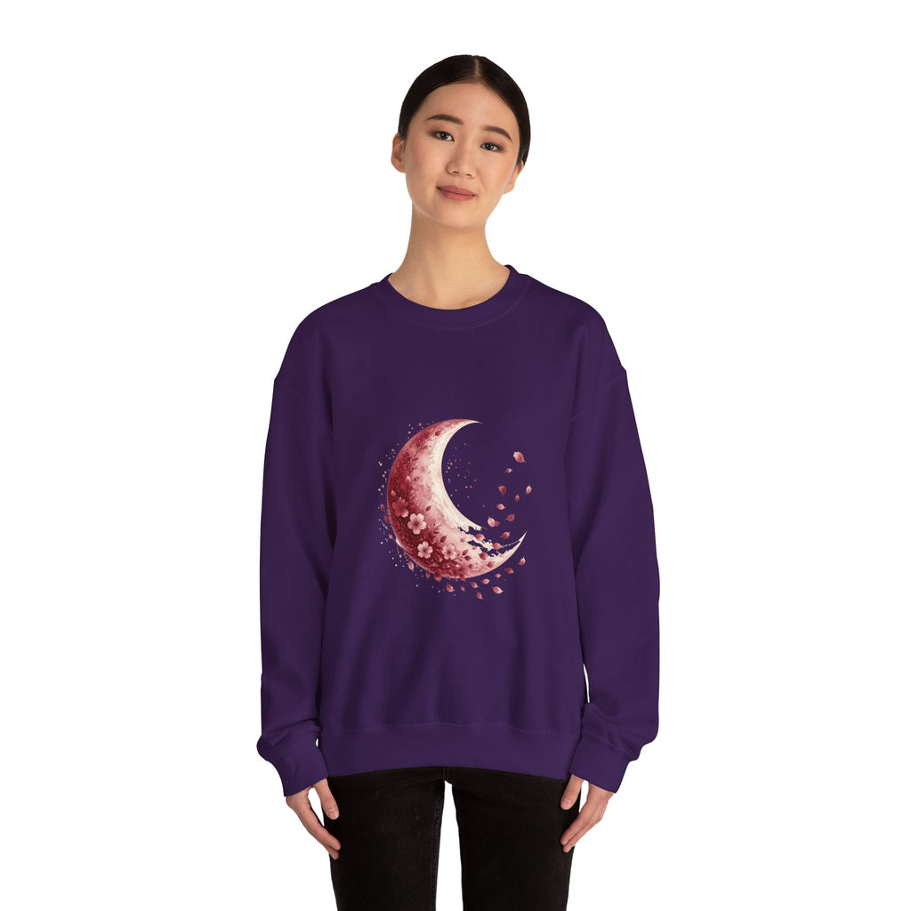 Matching Couple Sweatshirt - Waxing & Waning Moon Matching Couple Premium Fleece Sweatshirt Watercolor Art His Hers Birthday Gift - Design B