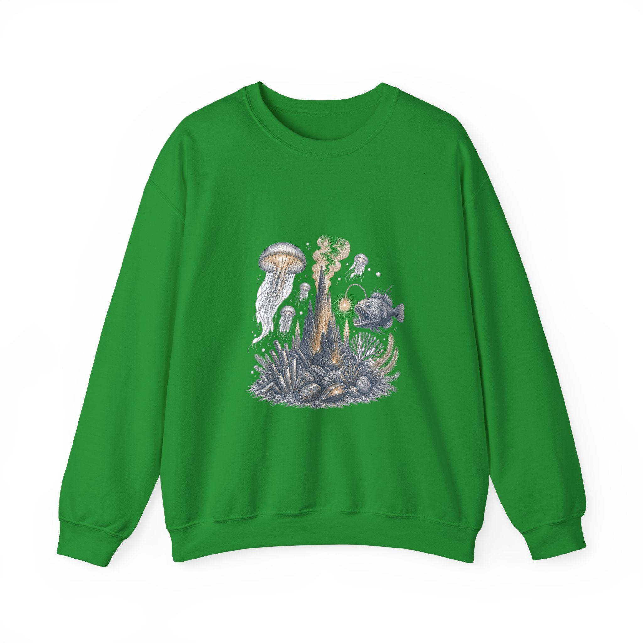 Matching Couple Sweatshirt - Coral Reef & Deep Sea Matching Couple Premium Fleece Sweatshirt Vintage Art His Hers Honeymoon Gift - Design B