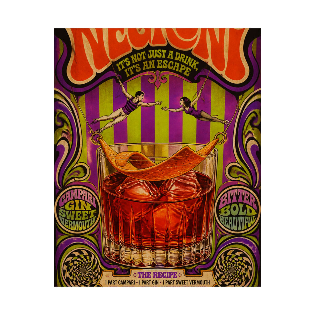 Negroni Trapeze Act Wall Art Poster 24×36 Psychedelic Dining Room Decor Maximalist Print