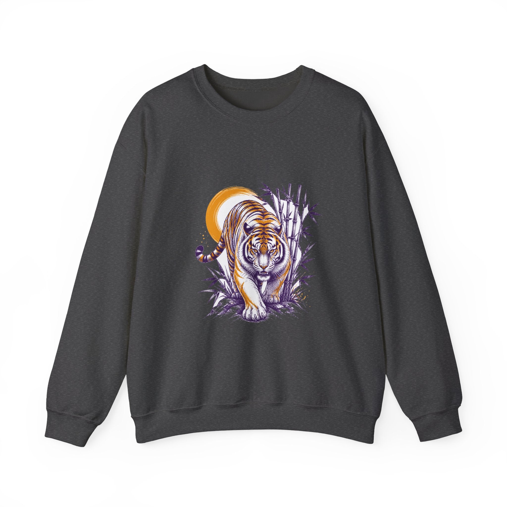 Matching Couple Sweatshirt - Tiger & Crane Matching Couple Premium Fleece Sweatshirt Hand-Drawn Art His Hers Anniversary Gift - Design A
