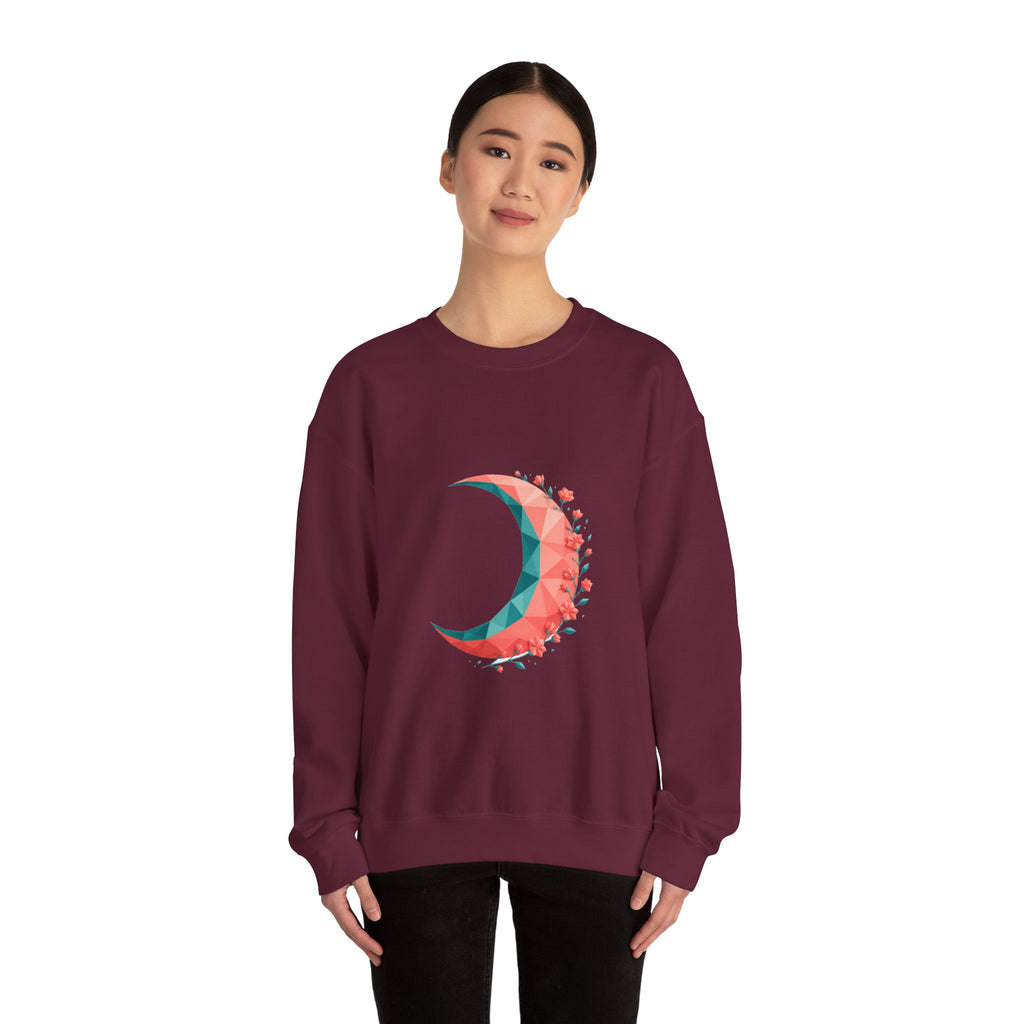 Matching Couple Sweatshirt - Waxing & Waning Moon Matching Couple Crewneck Sweatshirt Geometric Art His Hers Couple Gift - Design A