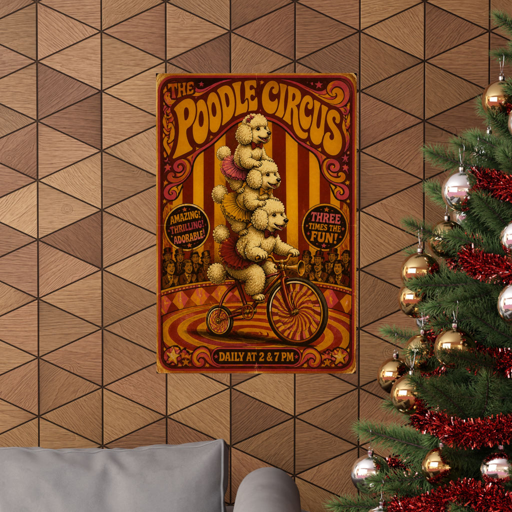 Poodle Stack Bicycle Wall Art Poster 18×24 Psychedelic Cafe Decor Maximalist Print