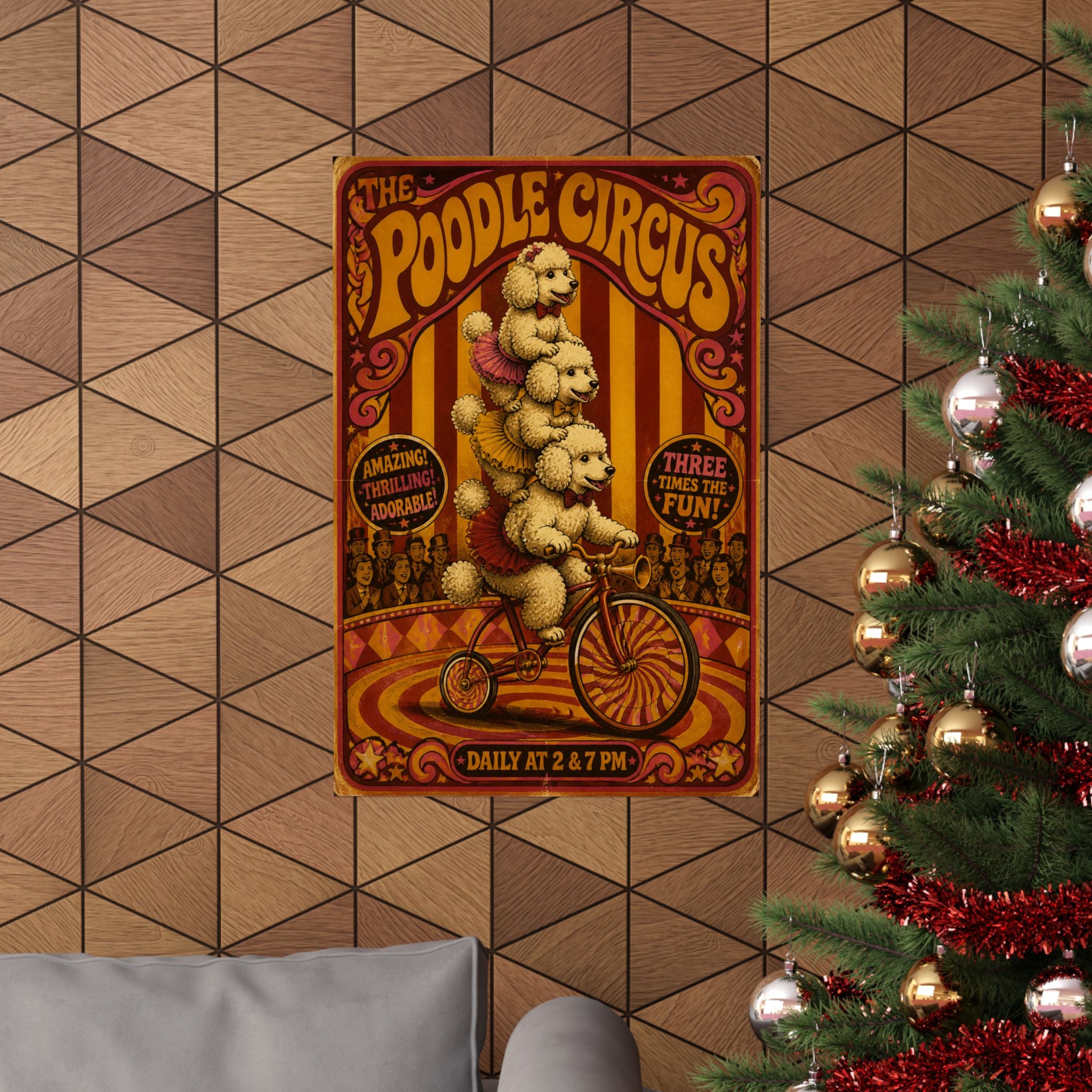Poodle Stack Bicycle Wall Art Poster 18×24 Psychedelic Cafe Decor Maximalist Print