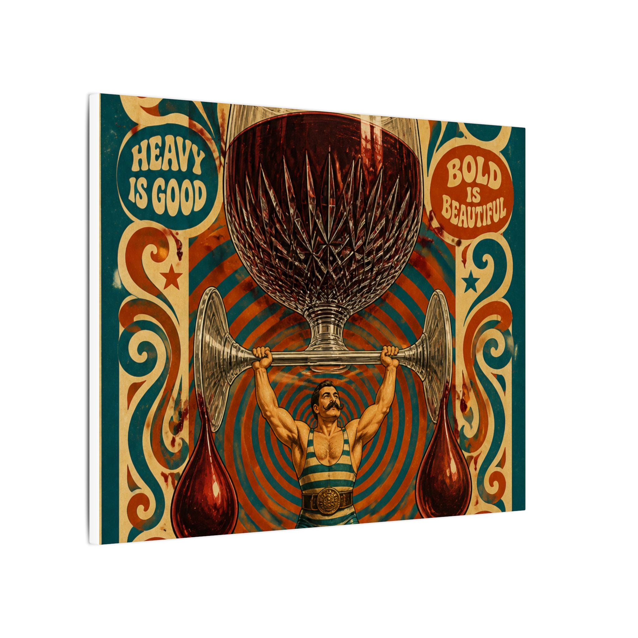 Wine Glass Strongman Wall Art Canvas 16×20 Psychedelic Cafe Decor Maximalist Print