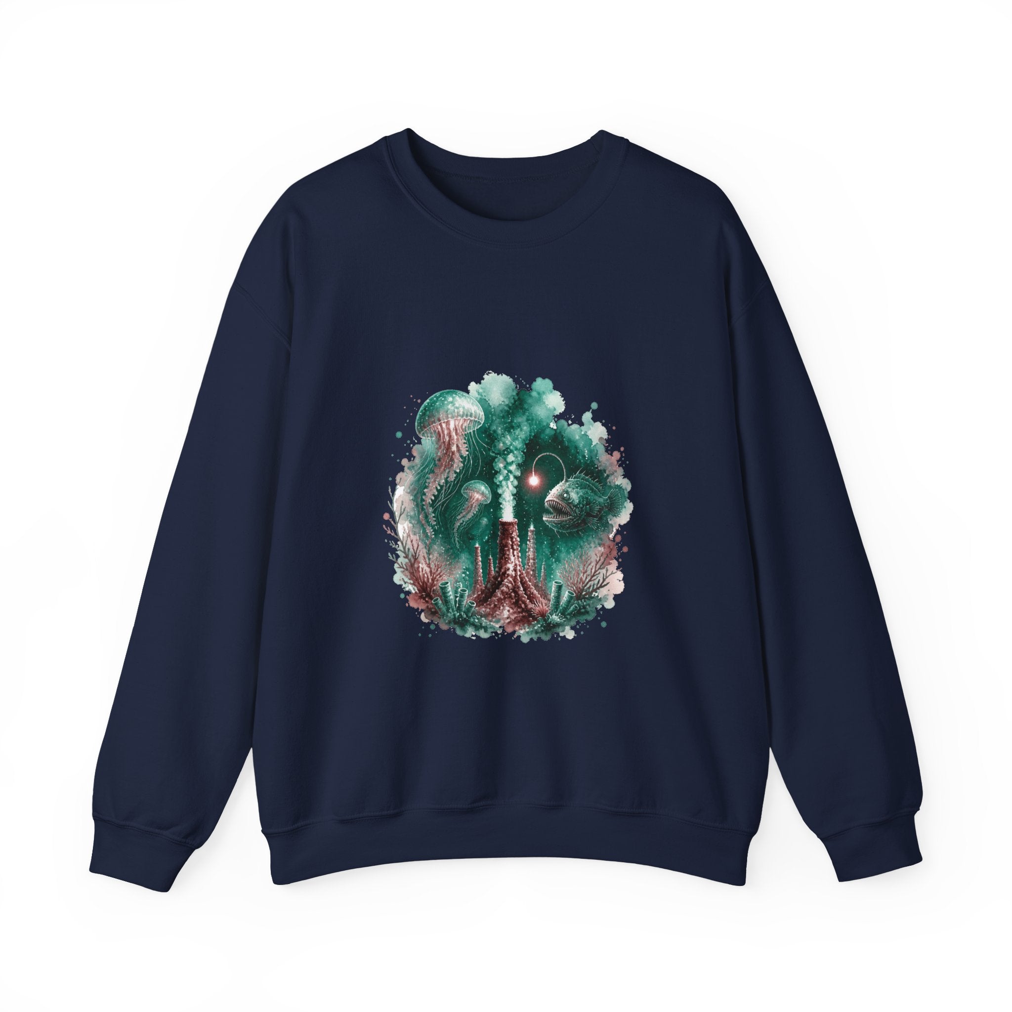 Matching Couple Sweatshirt - Coral Reef & Deep Sea Matching Couple Premium Fleece Sweatshirt Watercolor Art His Hers Birthday Gift - Design B