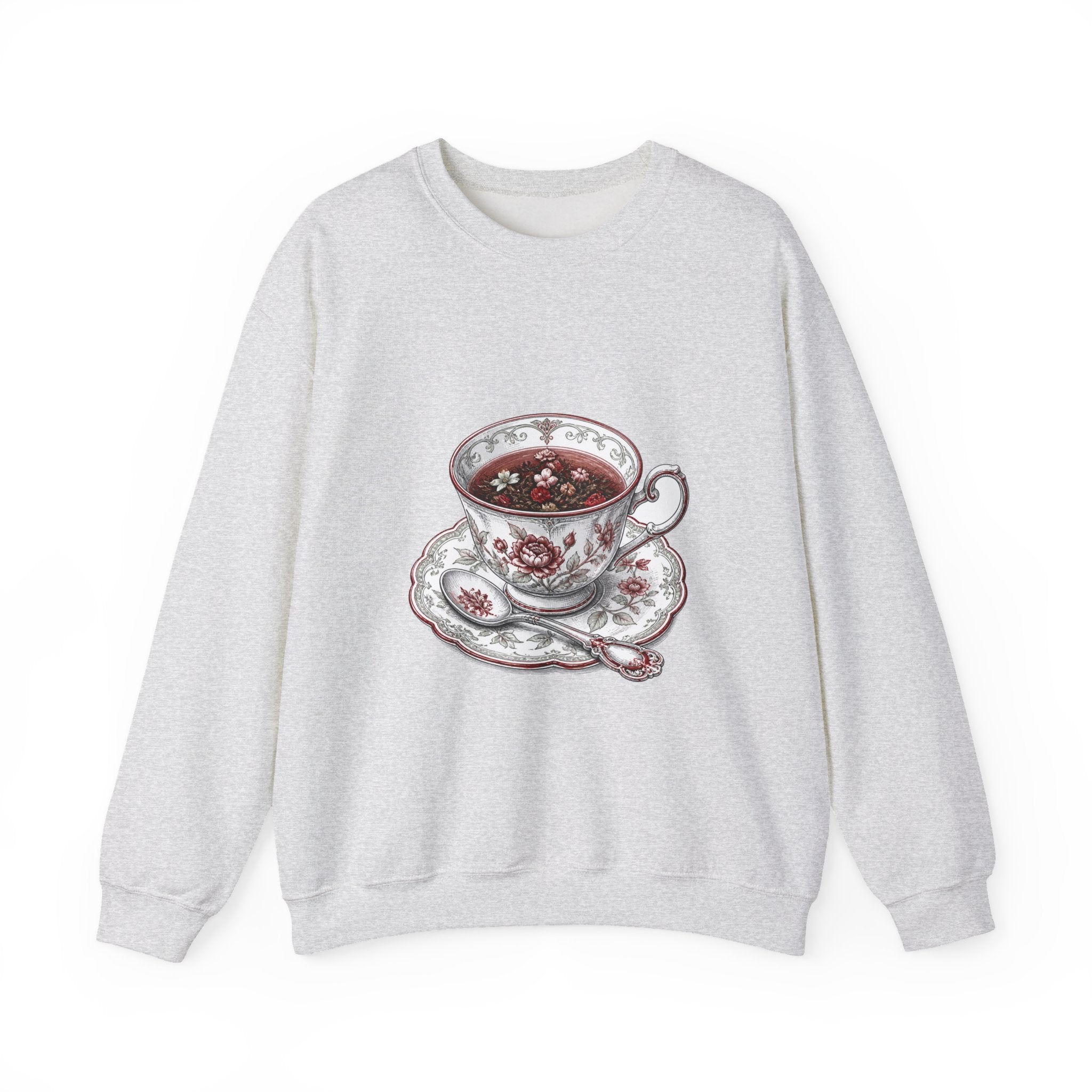 Matching Couple Sweatshirt - Coffee & Tea Matching Couple Premium Fleece Sweatshirt Hand-Drawn Art His Hers Anniversary Gift - Design B