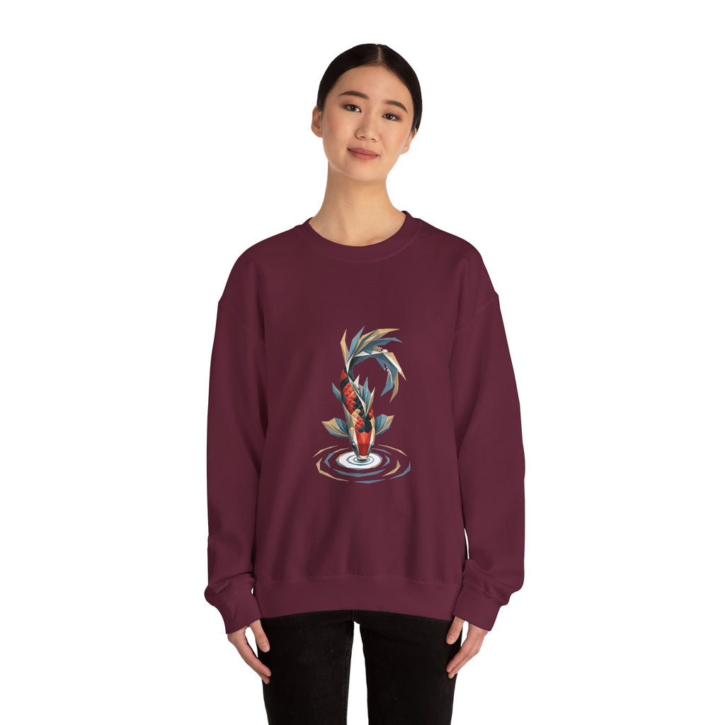Matching Couple Sweatshirt - Koi Fish Yin Yang Matching Couple Crewneck Sweatshirt Geometric Art His Hers Couple Gift - Design B
