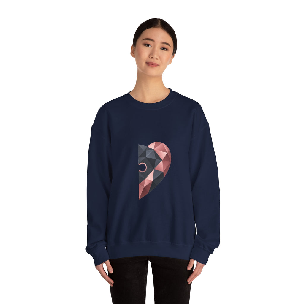 Matching Couple Sweatshirt - Puzzle Pieces Matching Couple Comfort Colors Crew Geometric Art His Hers Love Gift - Design B