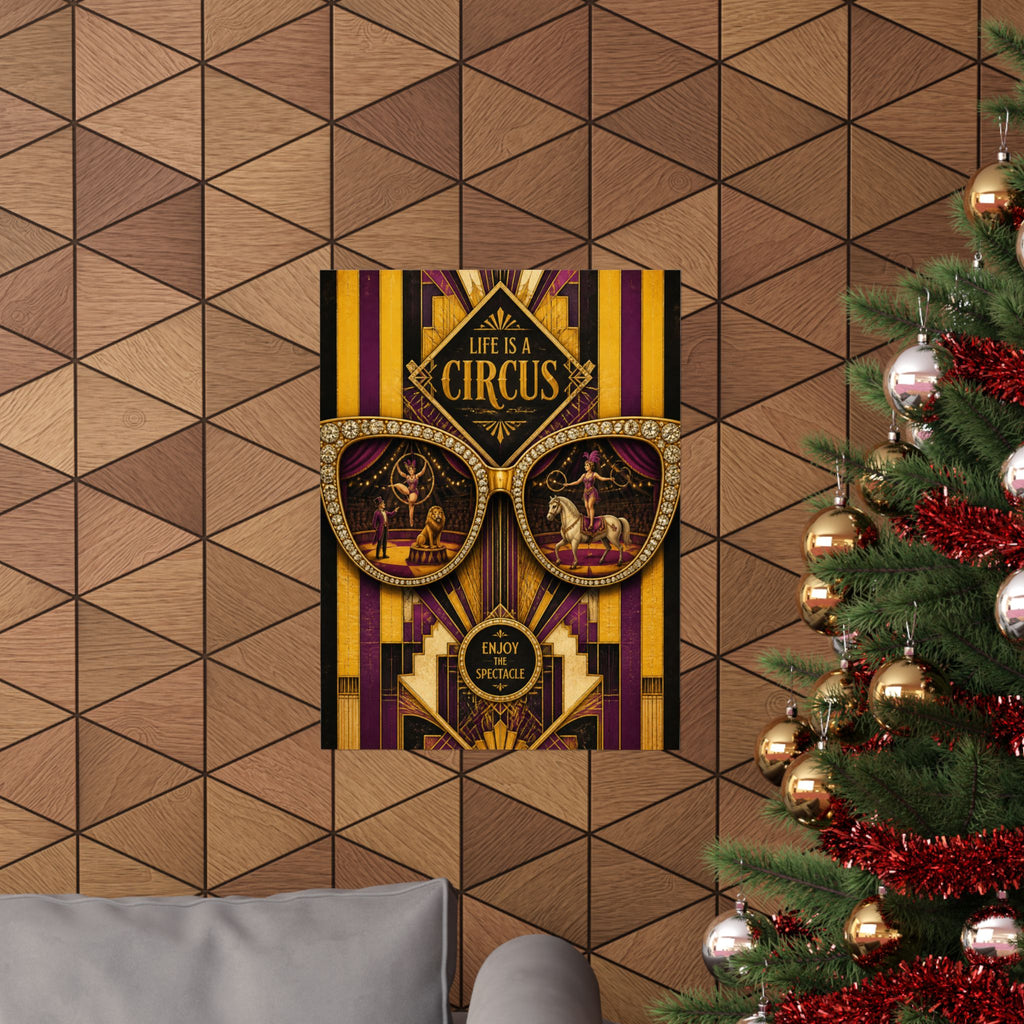 Sunglasses Circus Ring Wall Art Poster 18×24 Art Deco Entryway Decor Maximalist Print