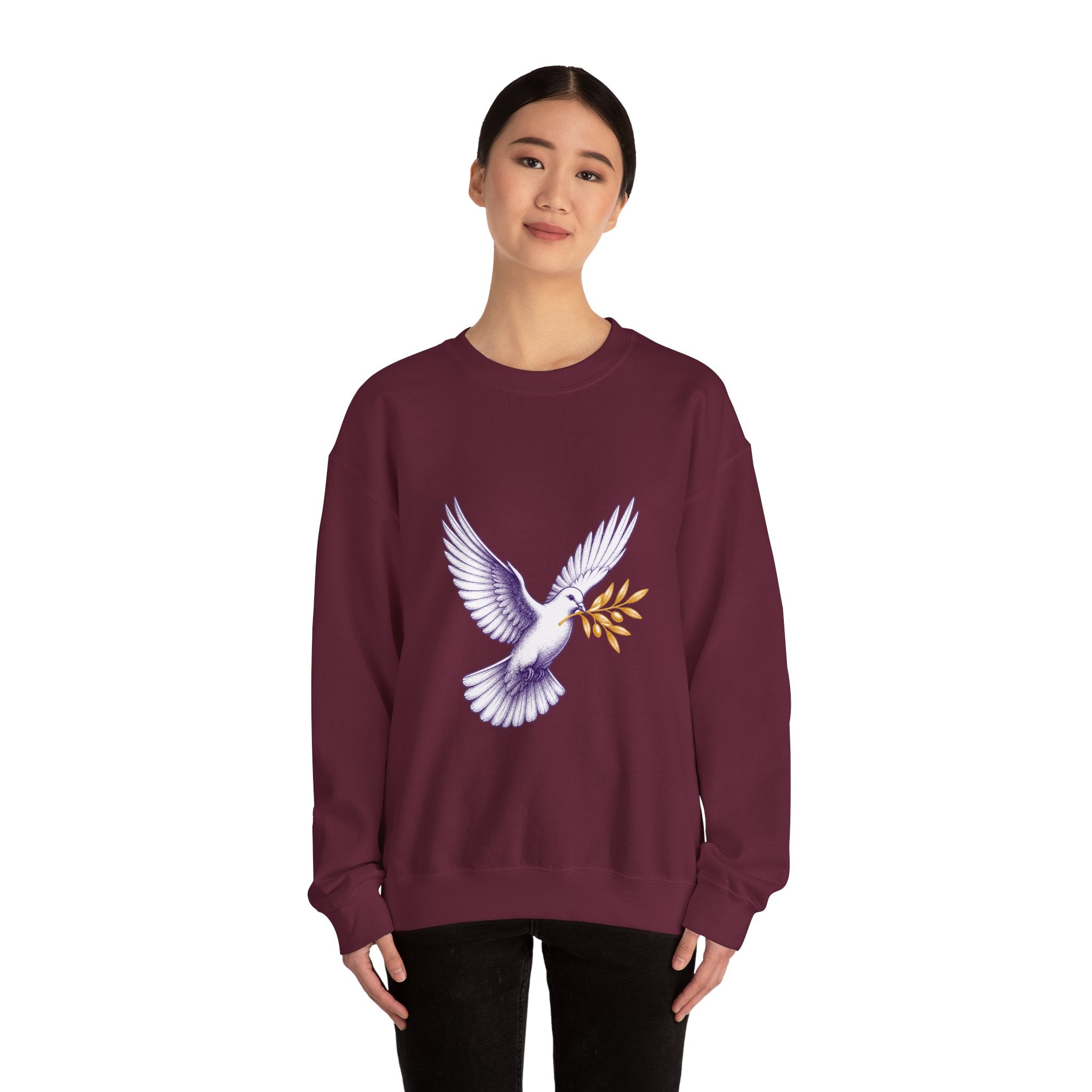 Matching Couple Sweatshirt - Wolf & Dove Matching Couple Crewneck Sweatshirt Hand-Drawn Art His Hers Best Friend Gift - Design B