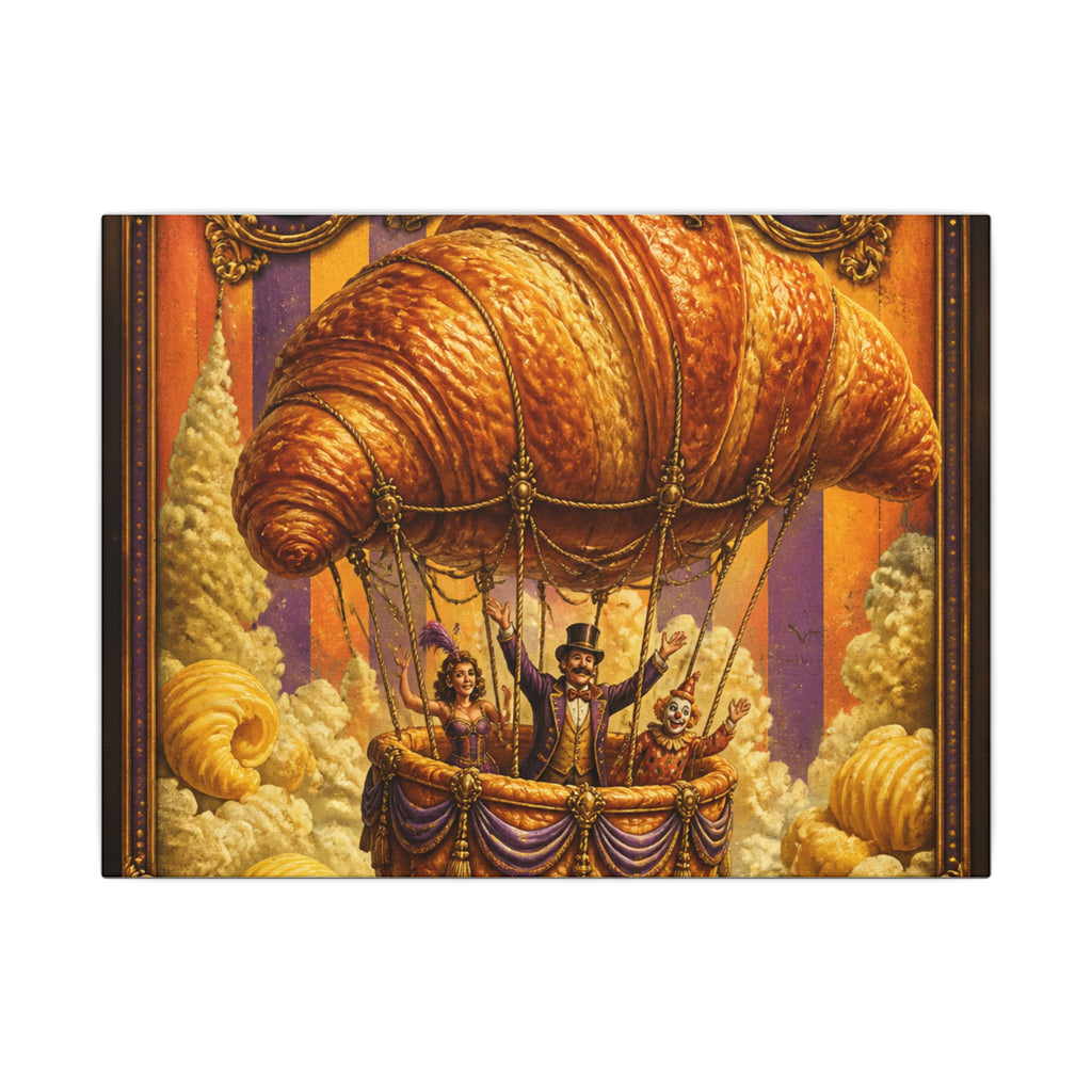 Croissant Hot Air Balloon Wall Art Canvas 16×20 Baroque Home Office Decor Maximalist Print