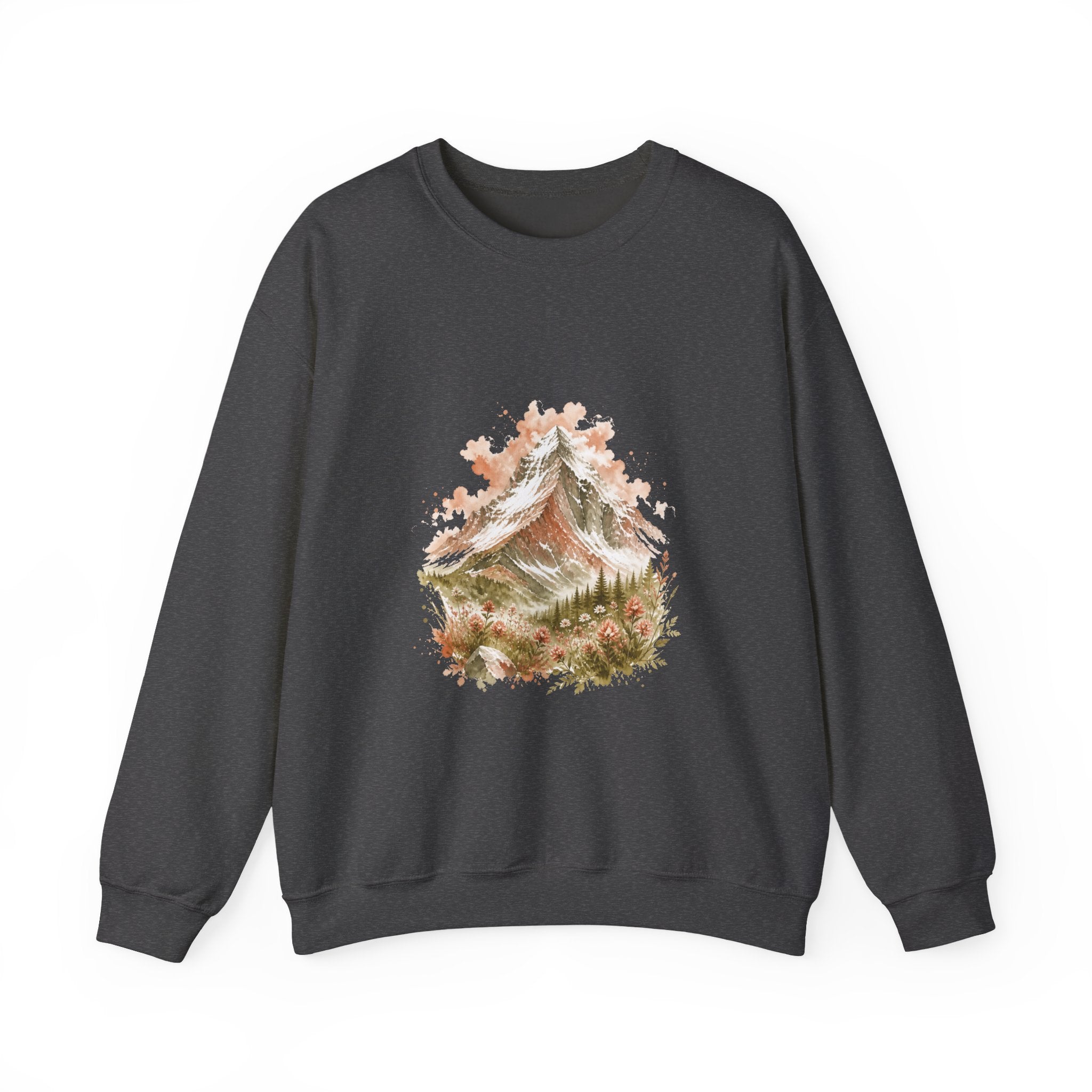 Matching Couple Sweatshirt - Mountain & Ocean Matching Couple Premium Fleece Sweatshirt Watercolor Art His Hers Birthday Gift - Design A