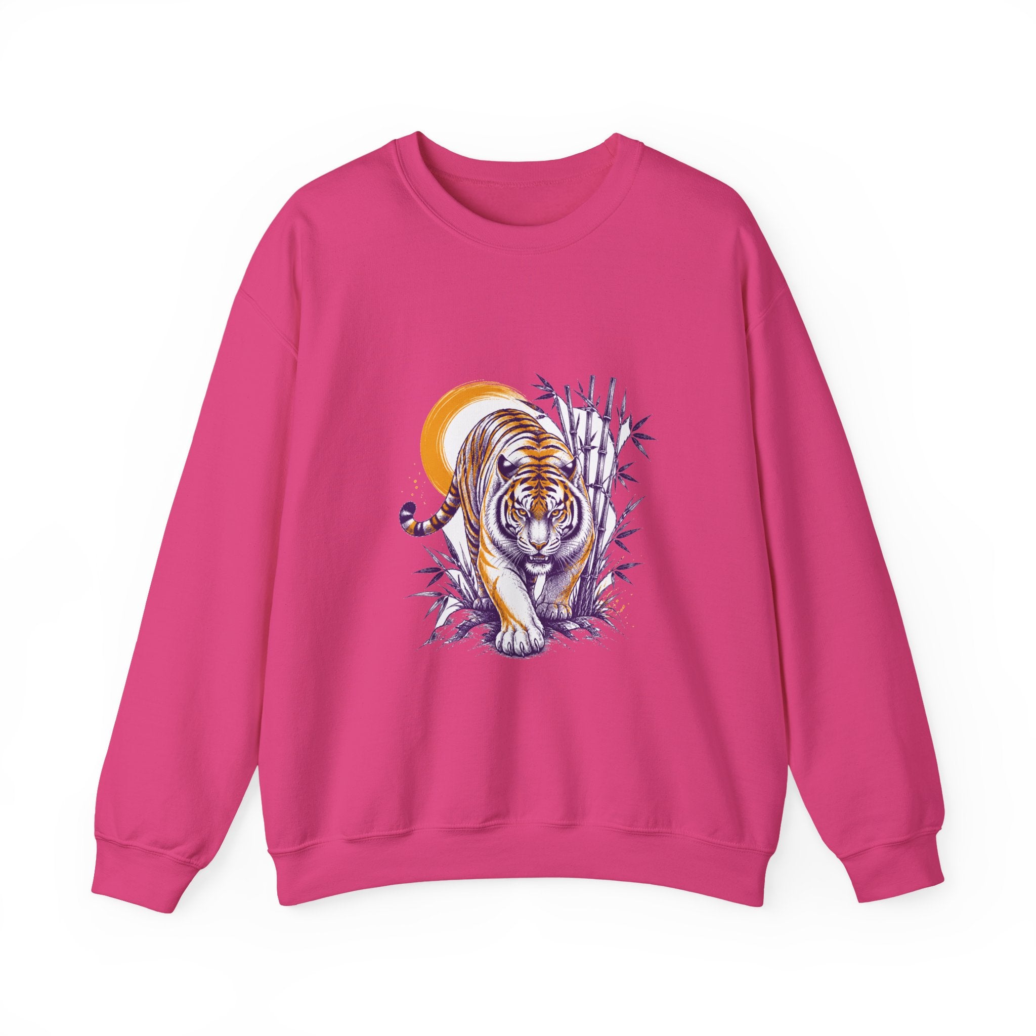 Matching Couple Sweatshirt - Tiger & Crane Matching Couple Premium Fleece Sweatshirt Hand-Drawn Art His Hers Anniversary Gift - Design A
