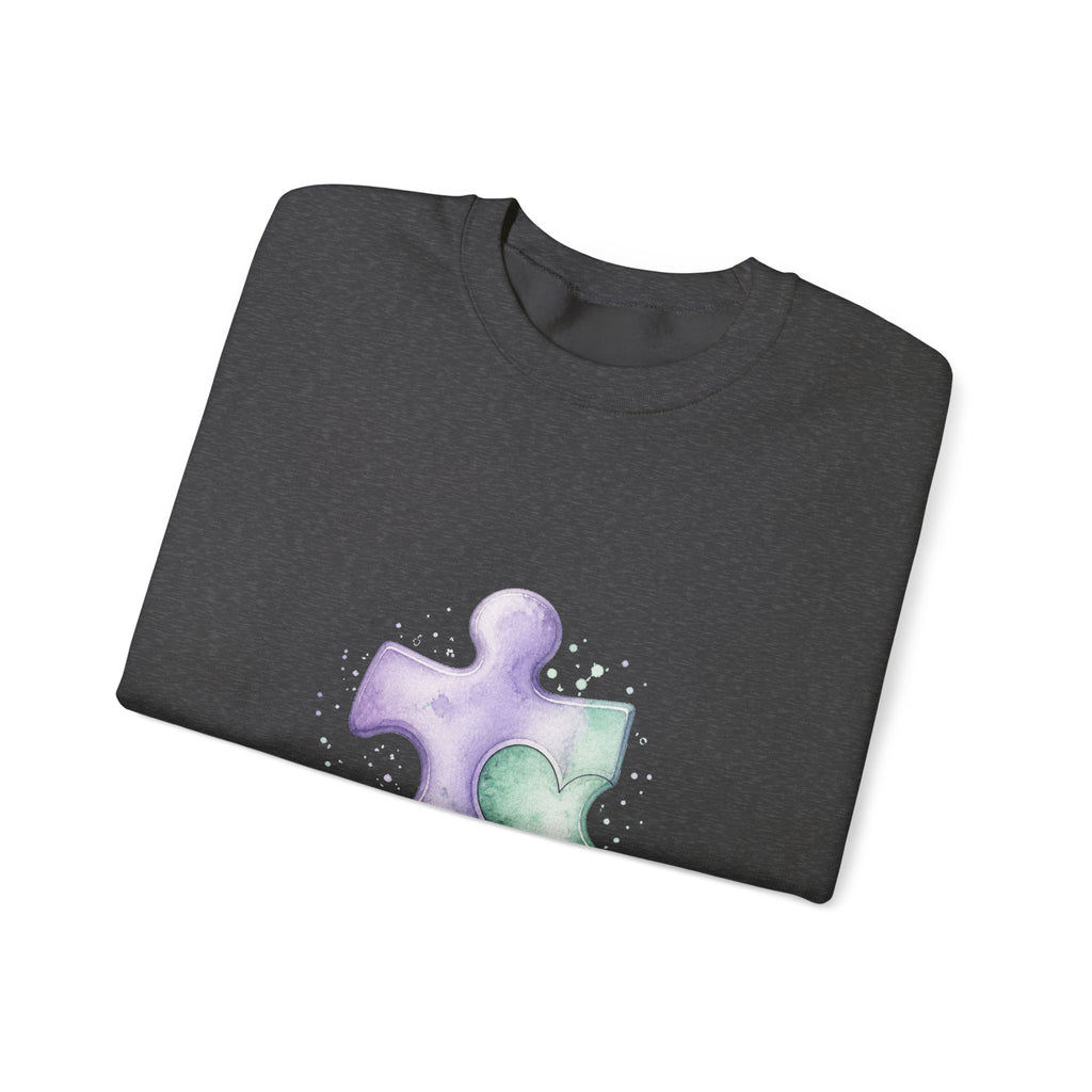Matching Couple Sweatshirt - Puzzle Pieces Matching Couple Comfort Colors Crew Watercolor Art His Hers Birthday Gift - Design A